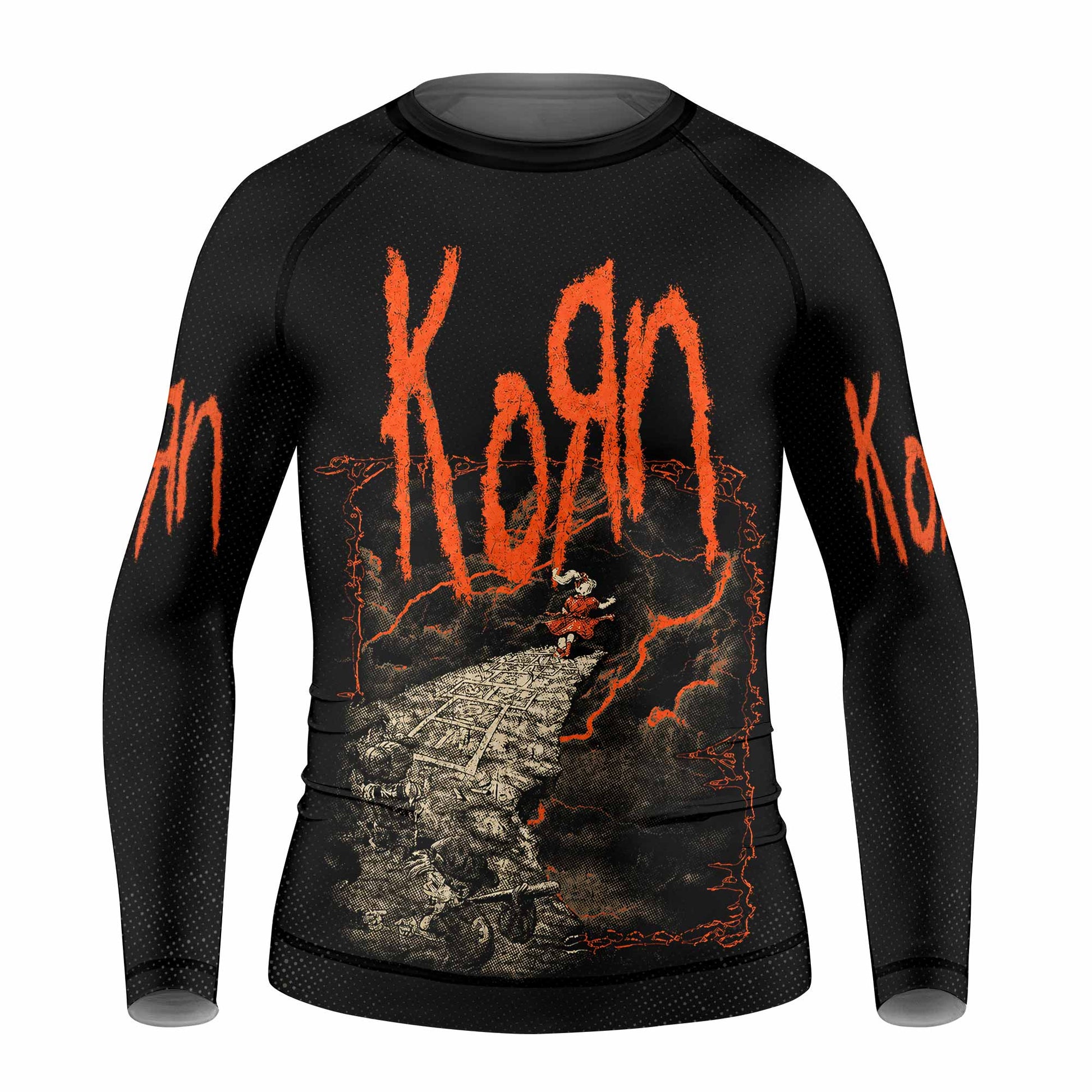 Korn Follow Cliff Kids Rash Guard Long Sleeve - front view mockup