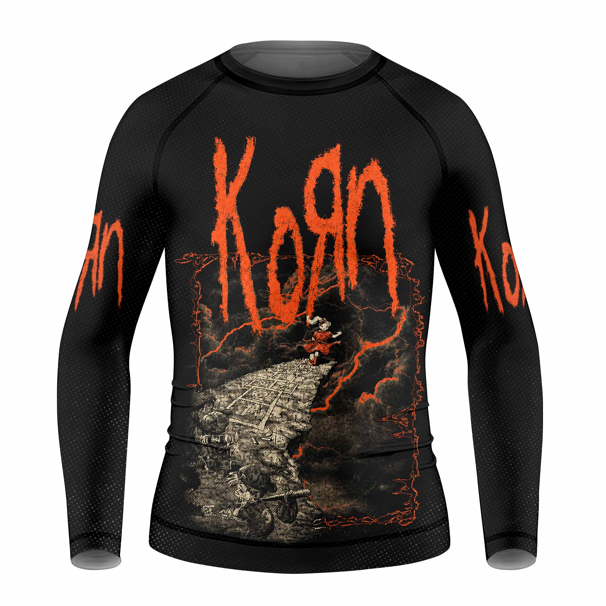 Korn Follow Cliff Kids Rash Guard Long Sleeve - front view mockup