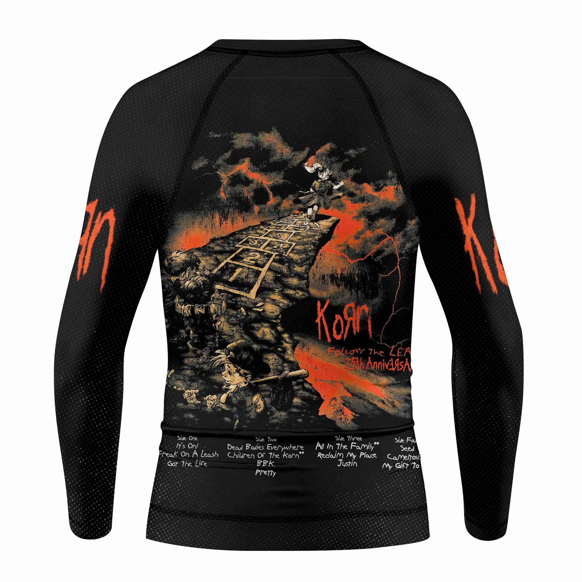 Korn Follow Cliff Kids Rash Guard Long Sleeve - back view mockup