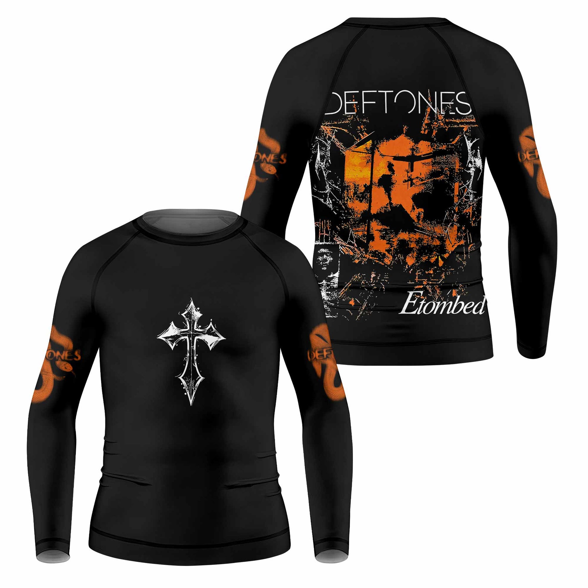 Deftones Etombed Kids Rash Guard Long Sleeve - front and back view