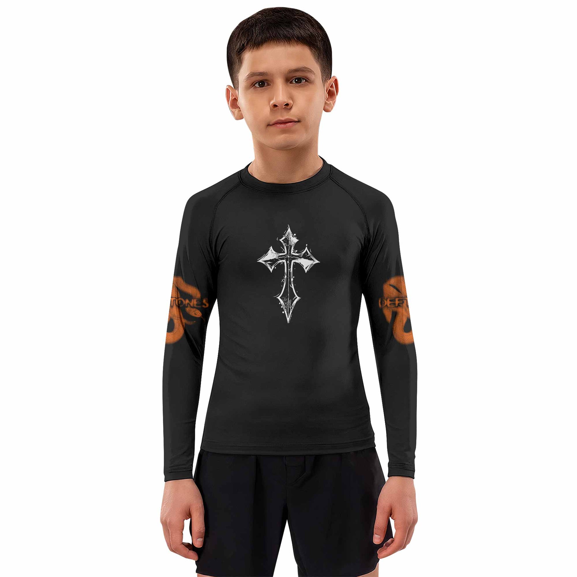 Deftones Etombed Kids Rash Guard Long Sleeve - boy's lifestyle view