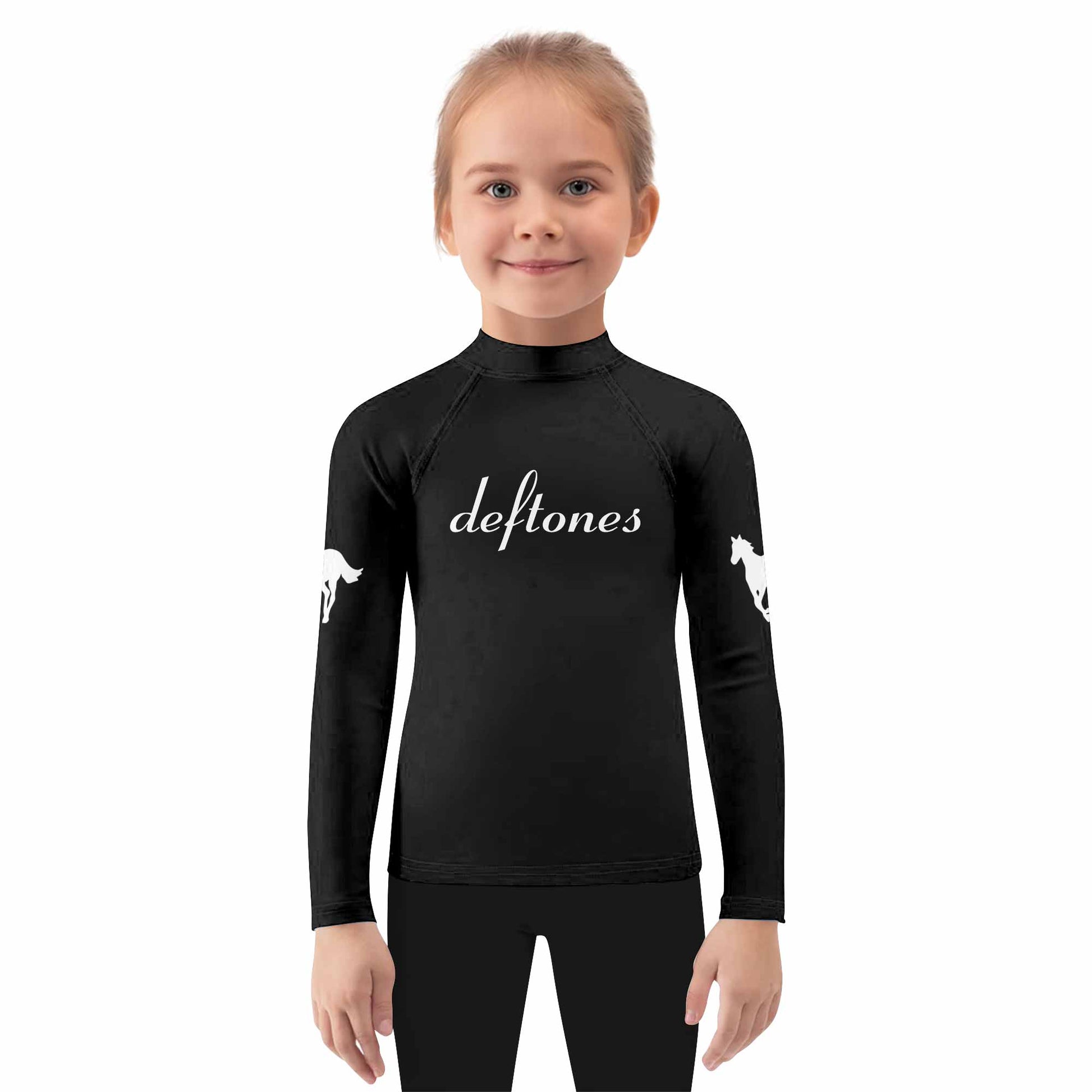 Deftones Cigarette Vintage Kids Rash Guard Long Sleeve - girl's lifestyle view