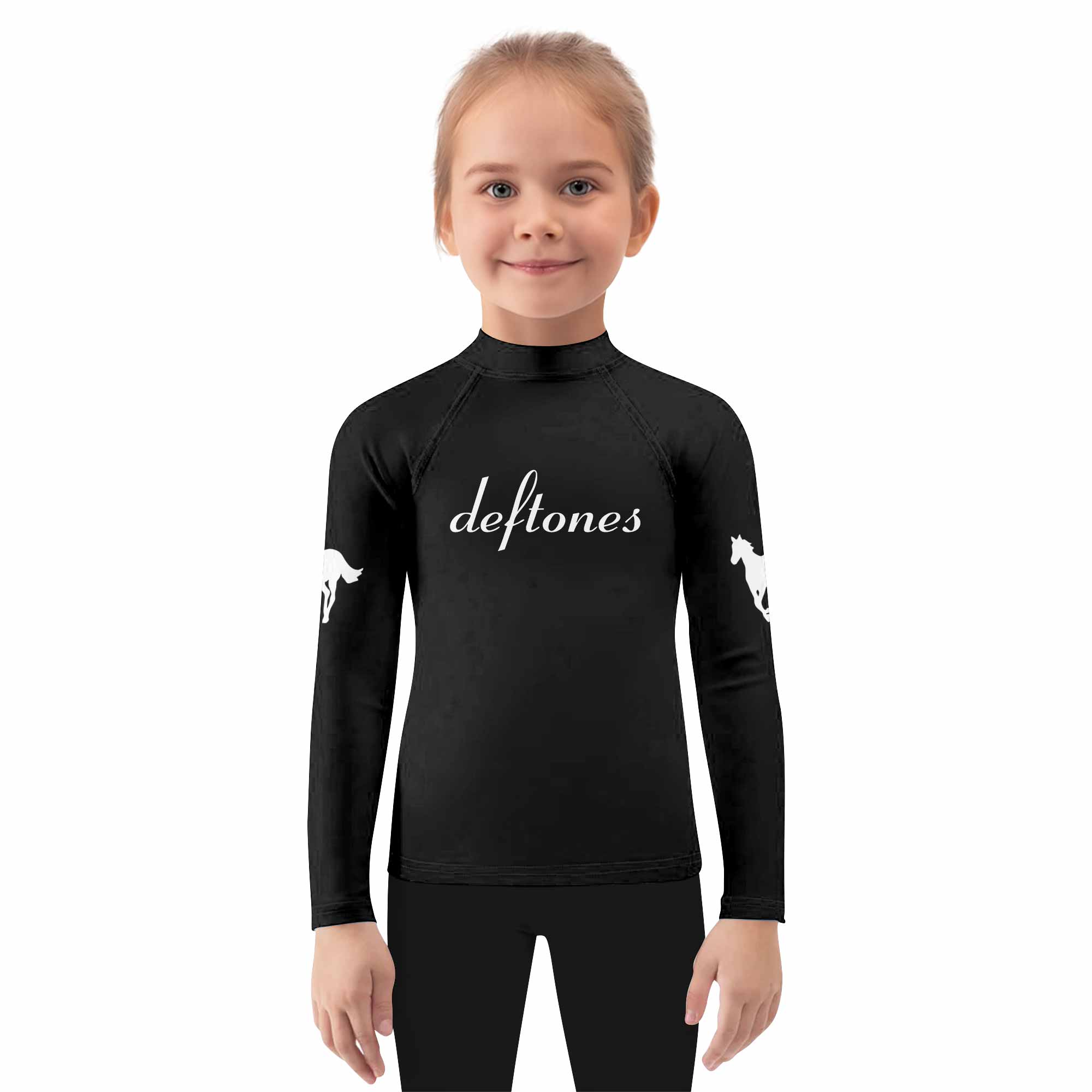 Deftones Cigarette Vintage Kids Rash Guard Long Sleeve - girl's lifestyle view