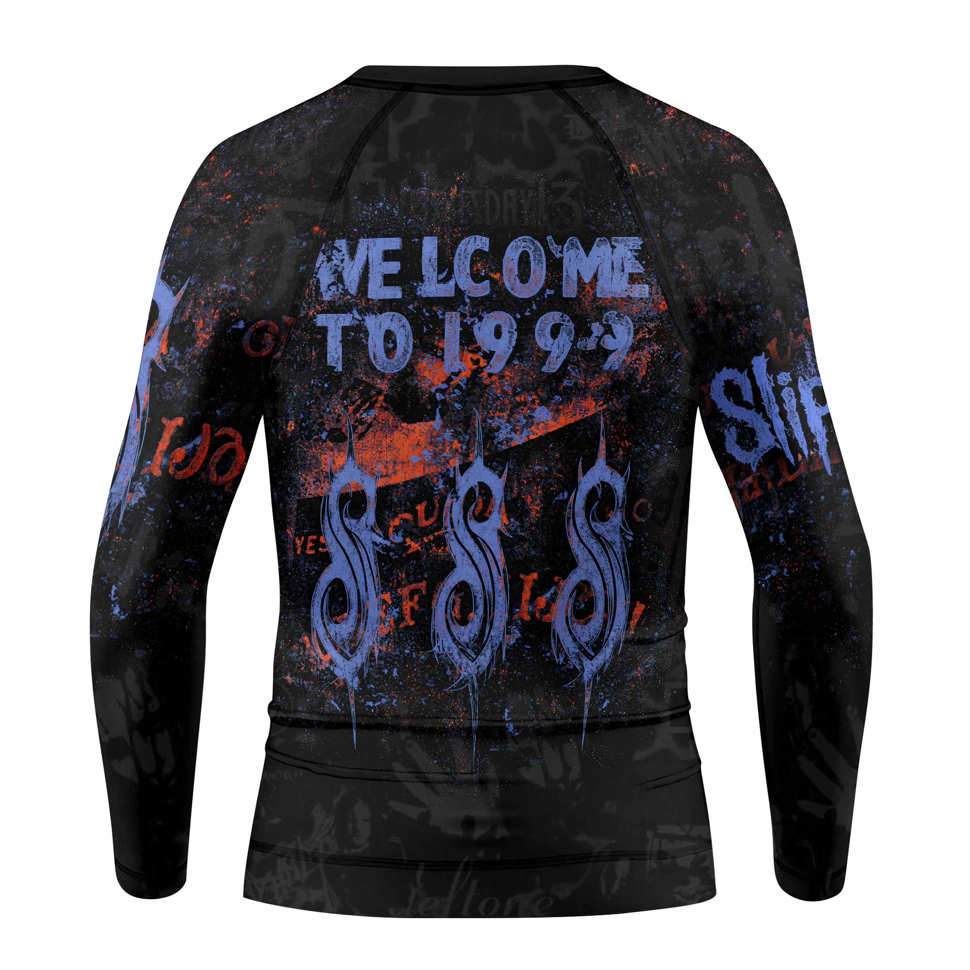 Slipknot Welcome To 1999 Kids Rash Guard Long Sleeve - back view mockup