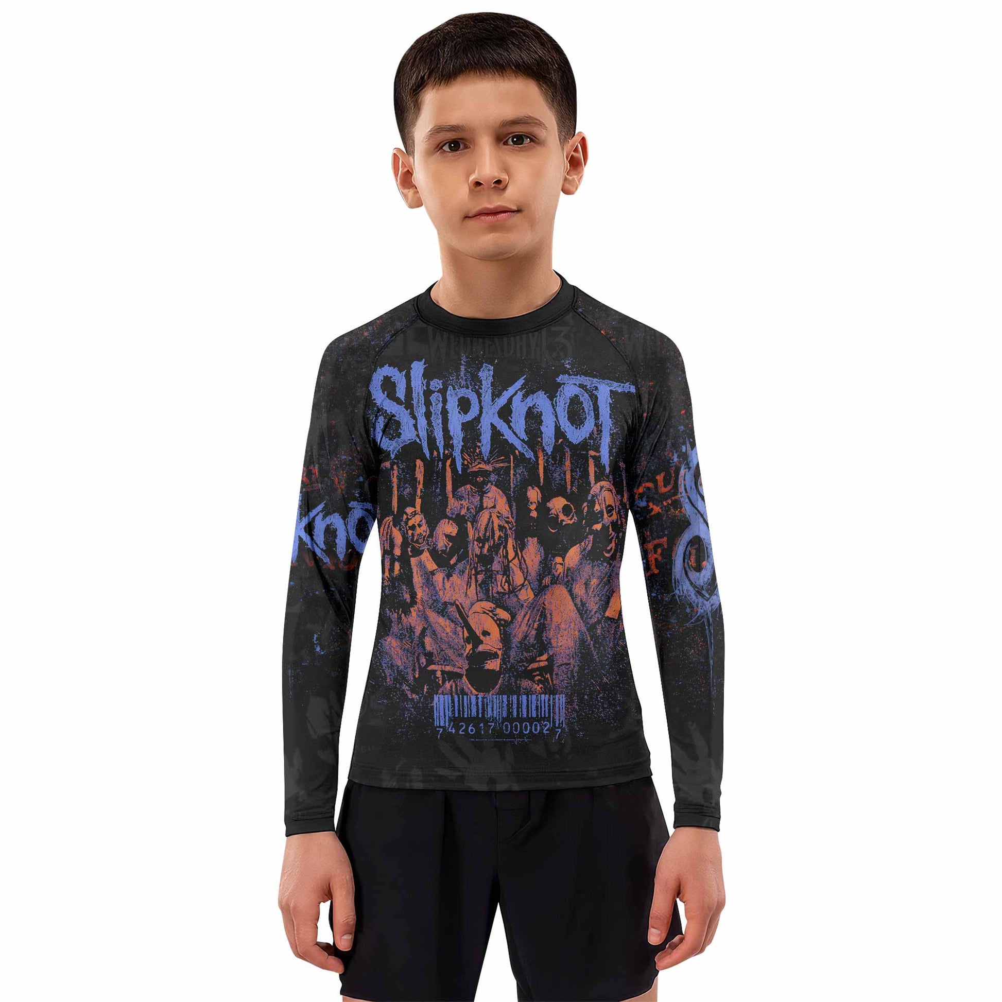Slipknot Welcome To 1999 Kids Rash Guard Long Sleeve - boy's lifestyle view