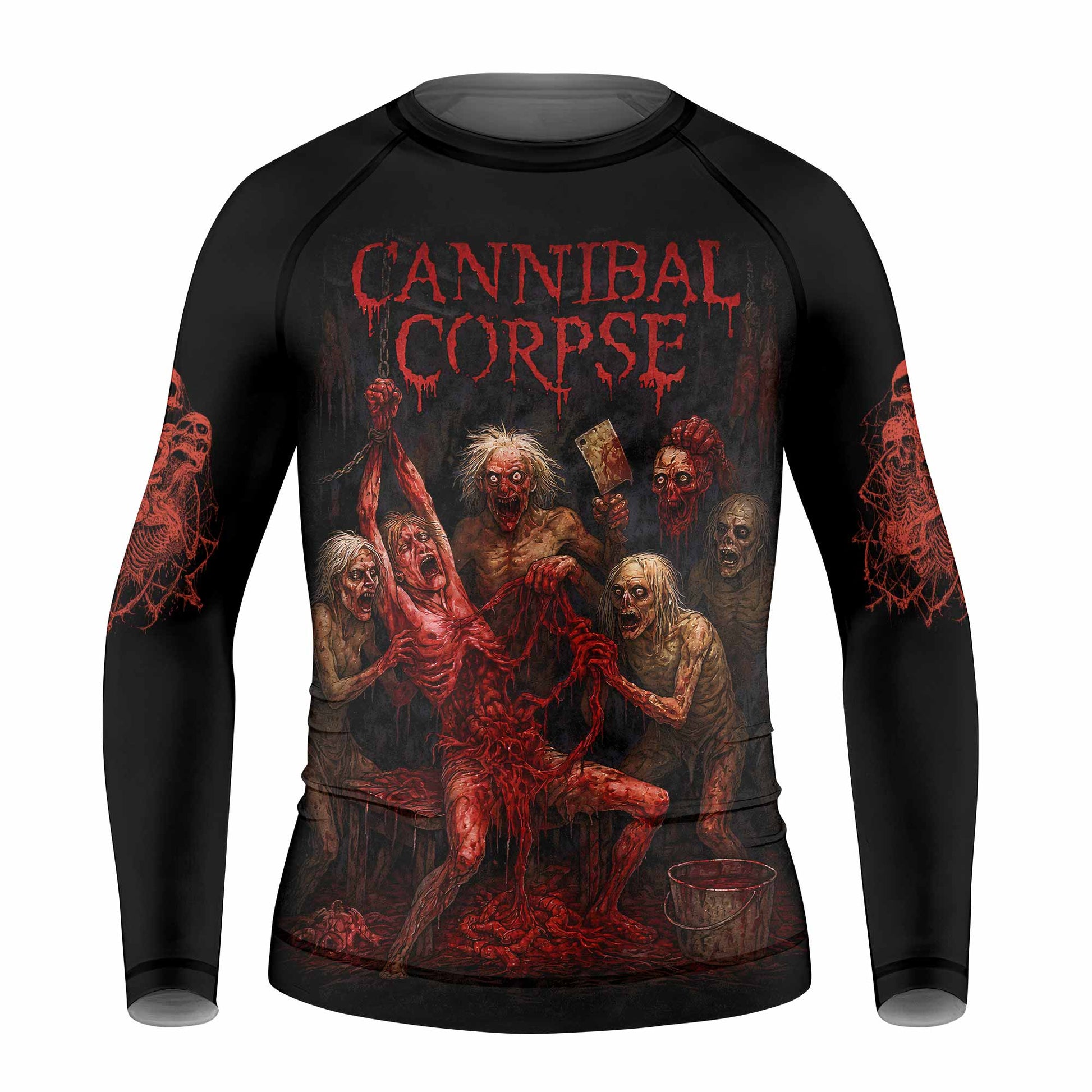 Butchered at Birth Cannibal Corpse Kids Rash Guard Long Sleeve - front view mockup