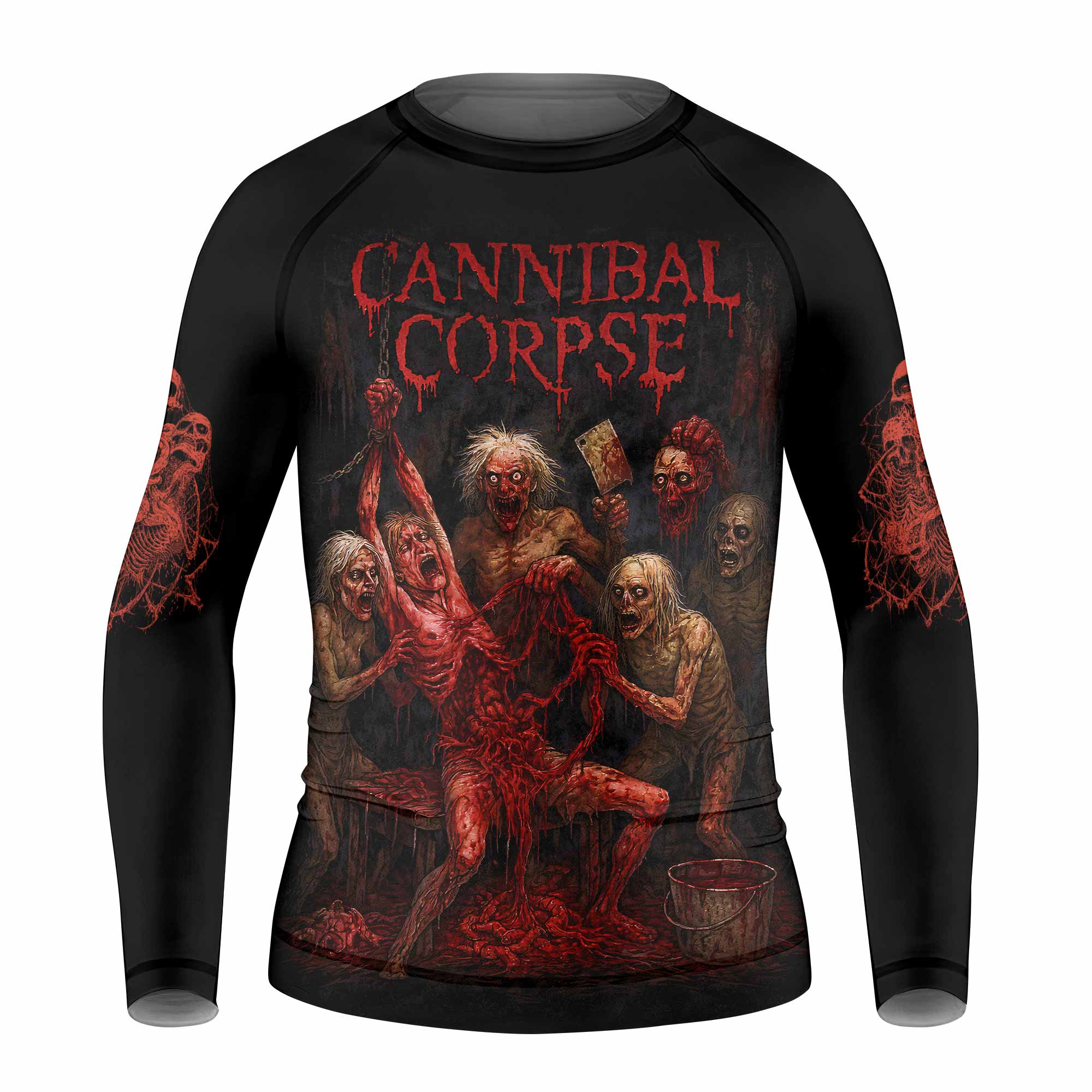 Butchered at Birth Cannibal Corpse Kids Rash Guard Long Sleeve - front view mockup