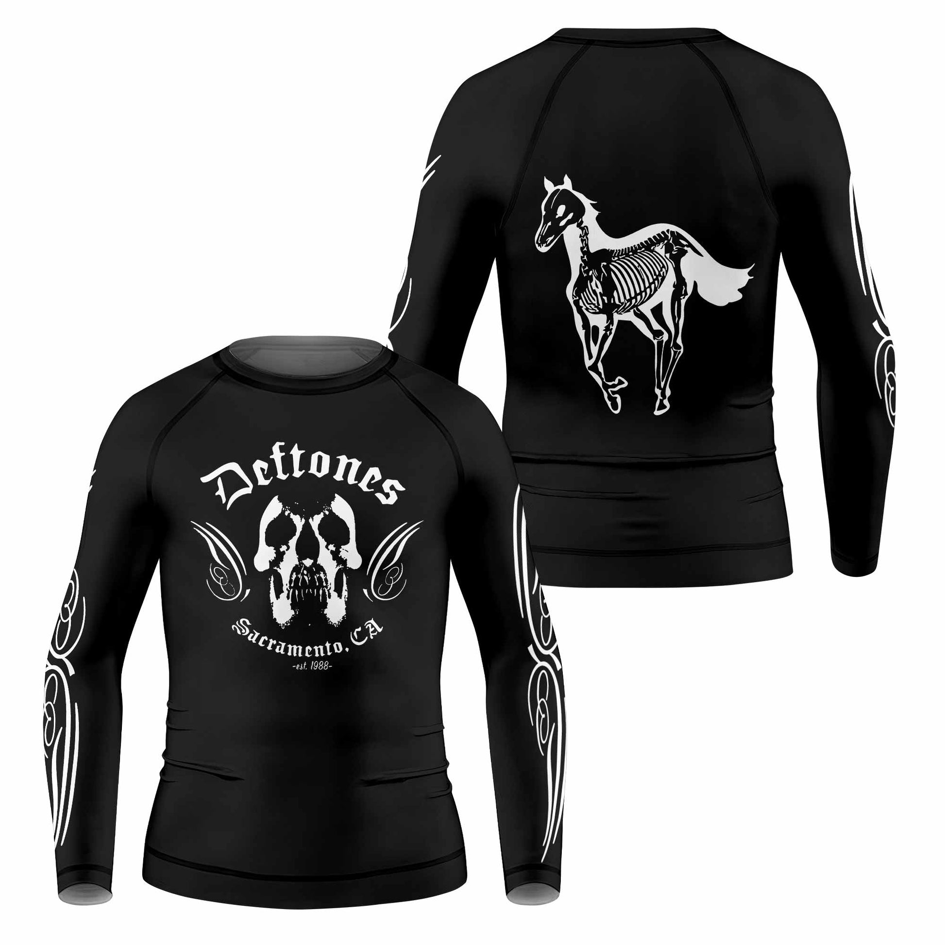 Deftones Sacramento Kids Rash Guard Long Sleeve - front and back view