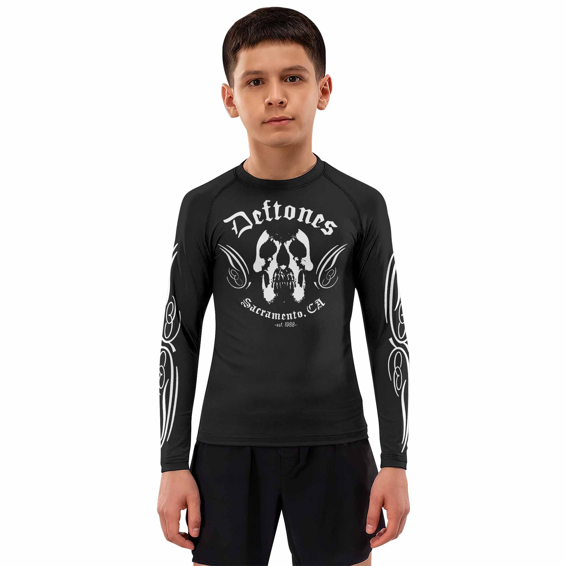 Deftones Sacramento Kids Rash Guard Long Sleeve - boy's lifestyle view