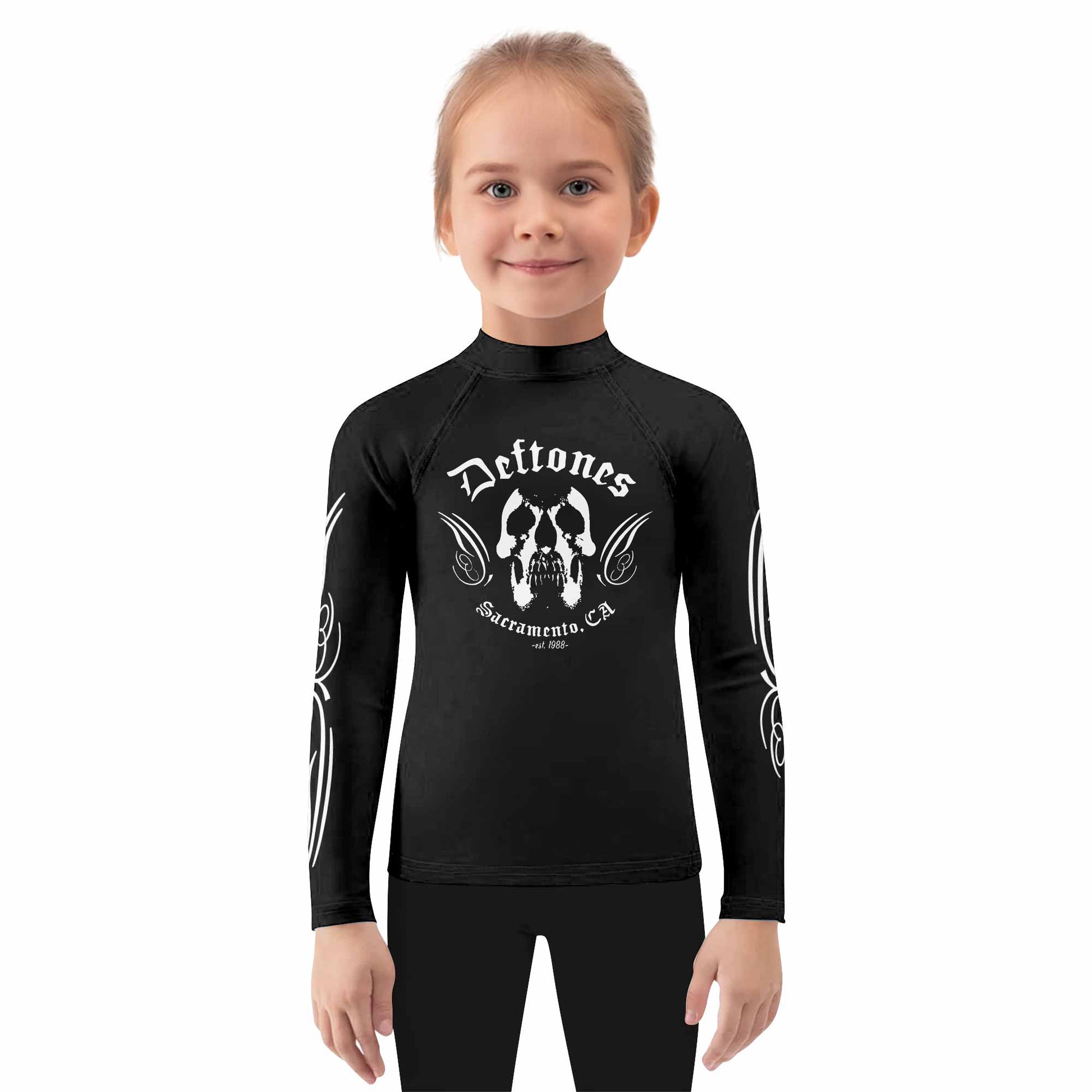 Deftones Sacramento Kids Rash Guard Long Sleeve - girl's lifestyle view