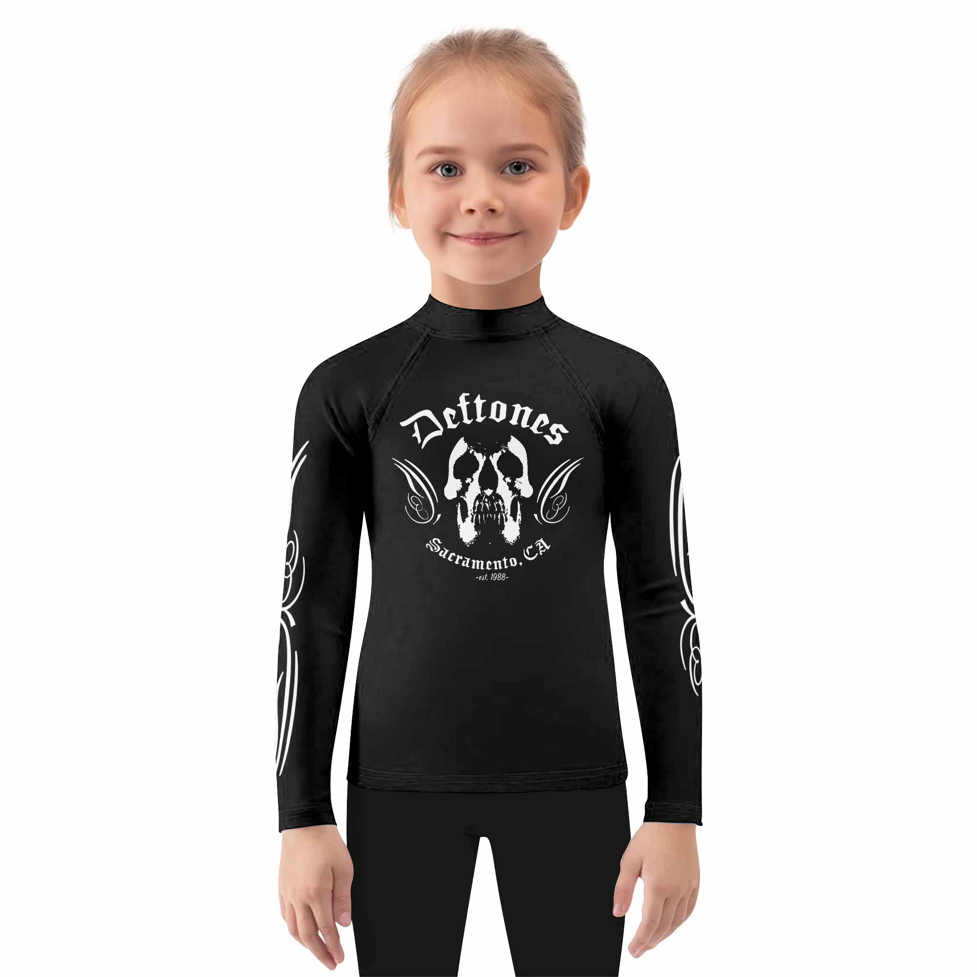 Deftones Sacramento Kids Rash Guard Long Sleeve - girl's lifestyle view