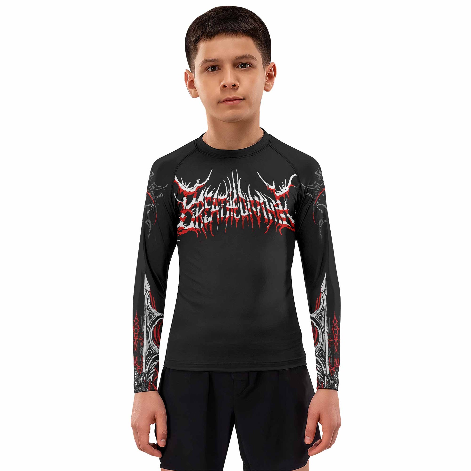 Crimson Seraphim Kids Rash Guard Long Sleeve - boy's lifestyle view
