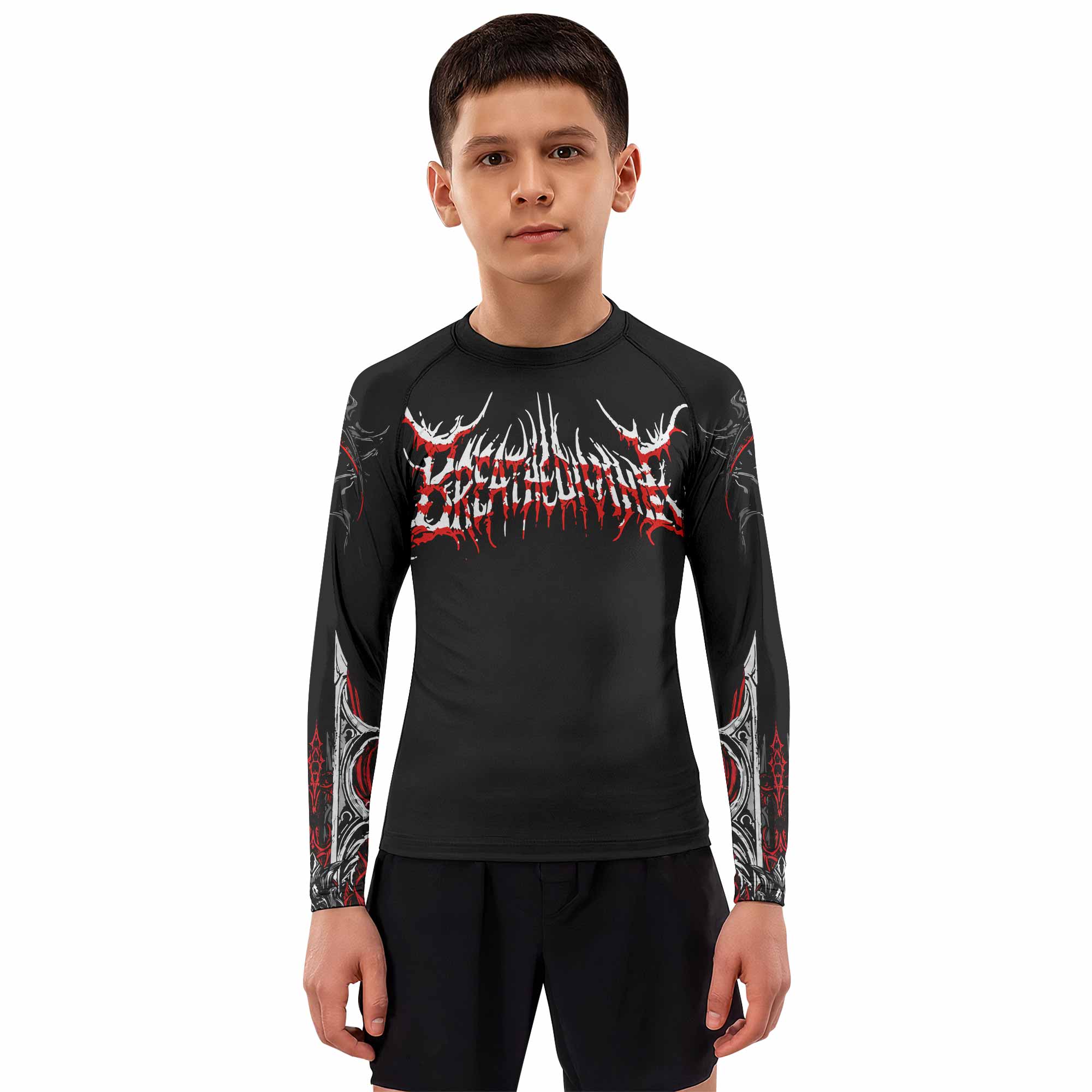 Crimson Seraphim Kids Rash Guard Long Sleeve - boy's lifestyle view