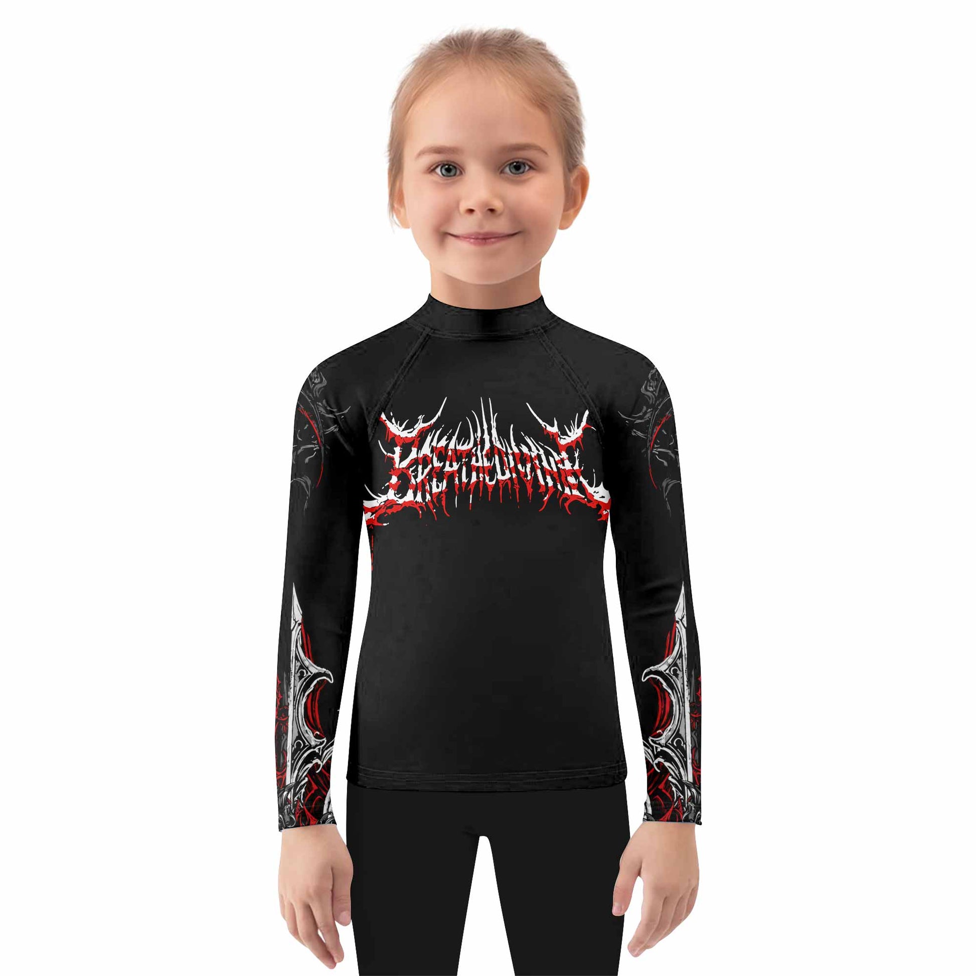 Crimson Seraphim Kids Rash Guard Long Sleeve - girl's lifestyle view