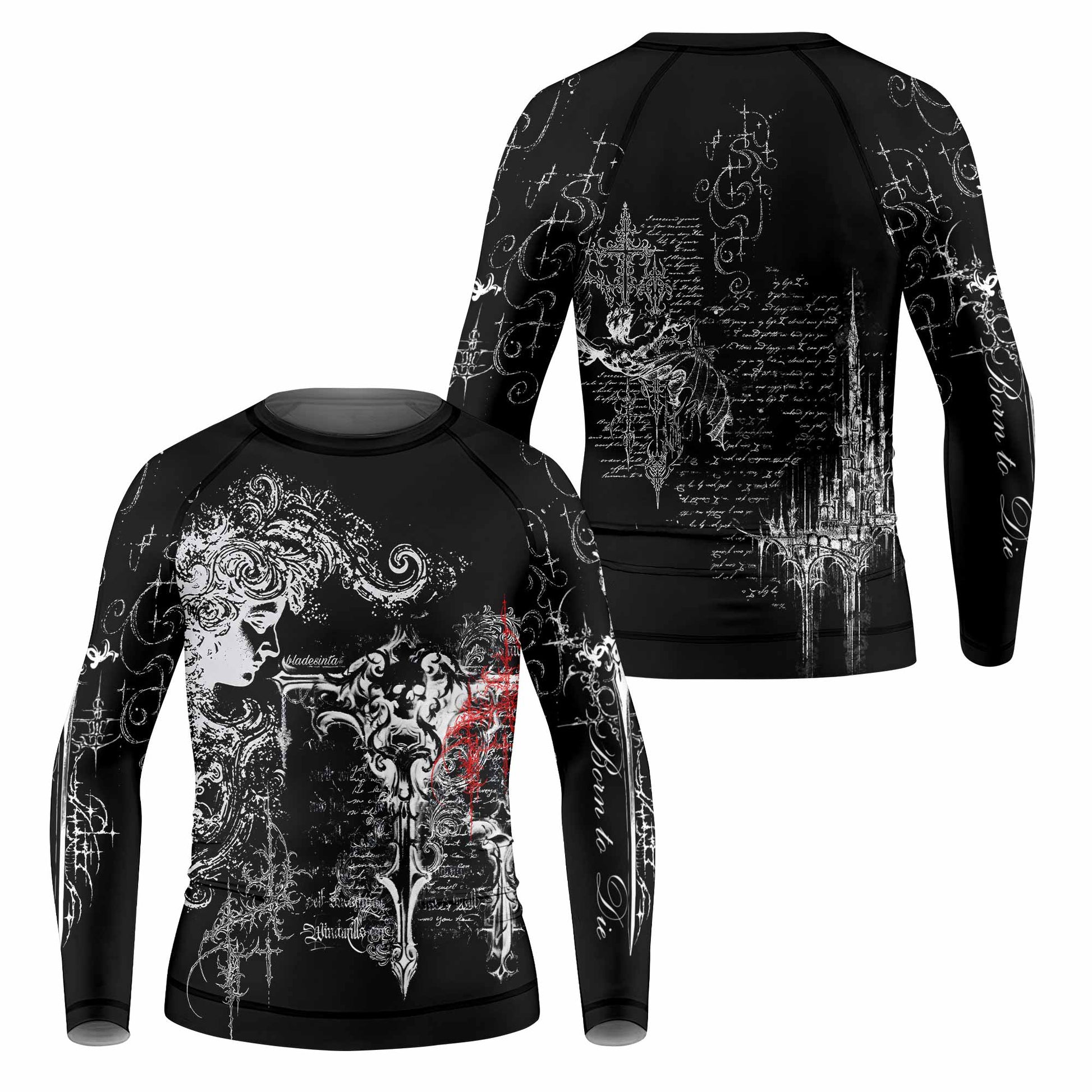 Born to Die Kids Rash Guard Long Sleeve - front and back view
