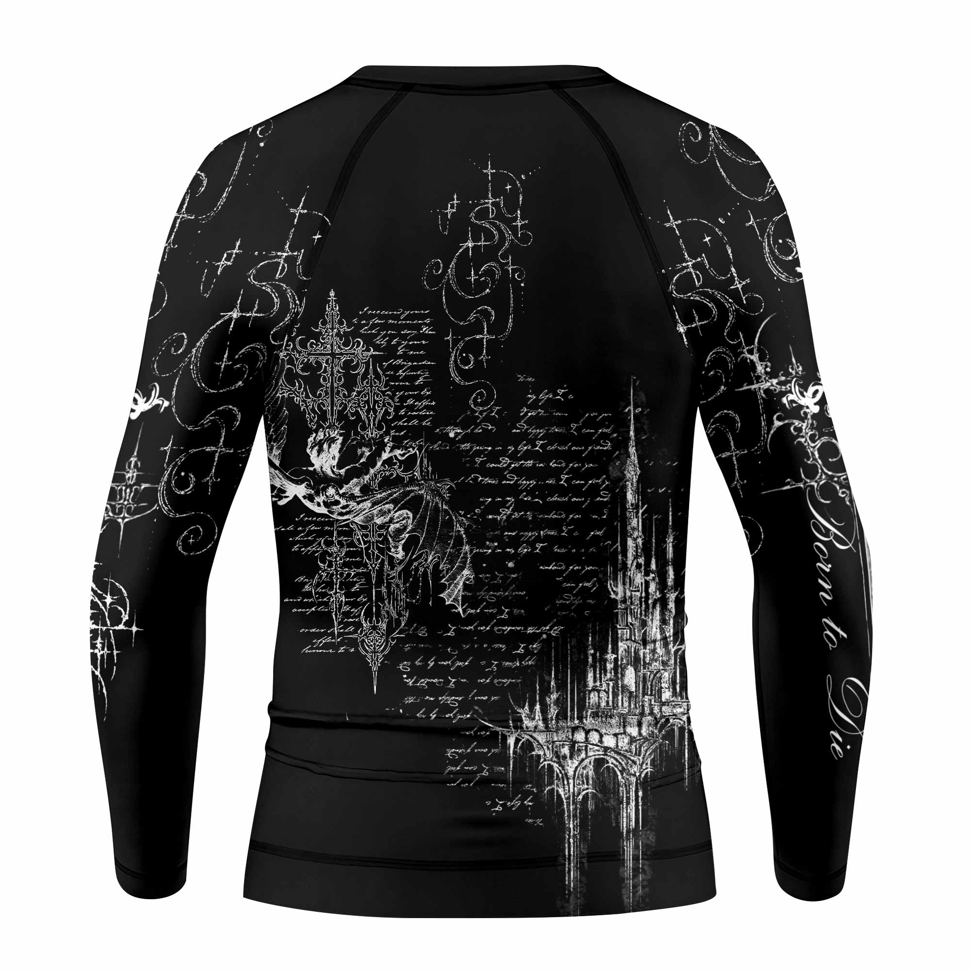 Born to Die Kids Rash Guard Long Sleeve - back view mockup
