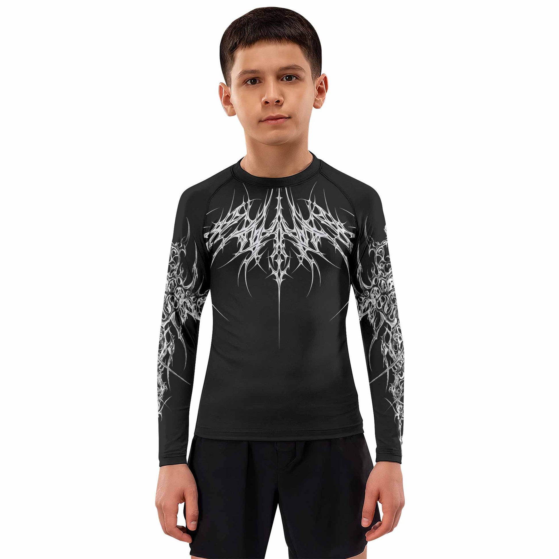 Void Sigil Kids Rash Guard Long Sleeve - boy's lifestyle view