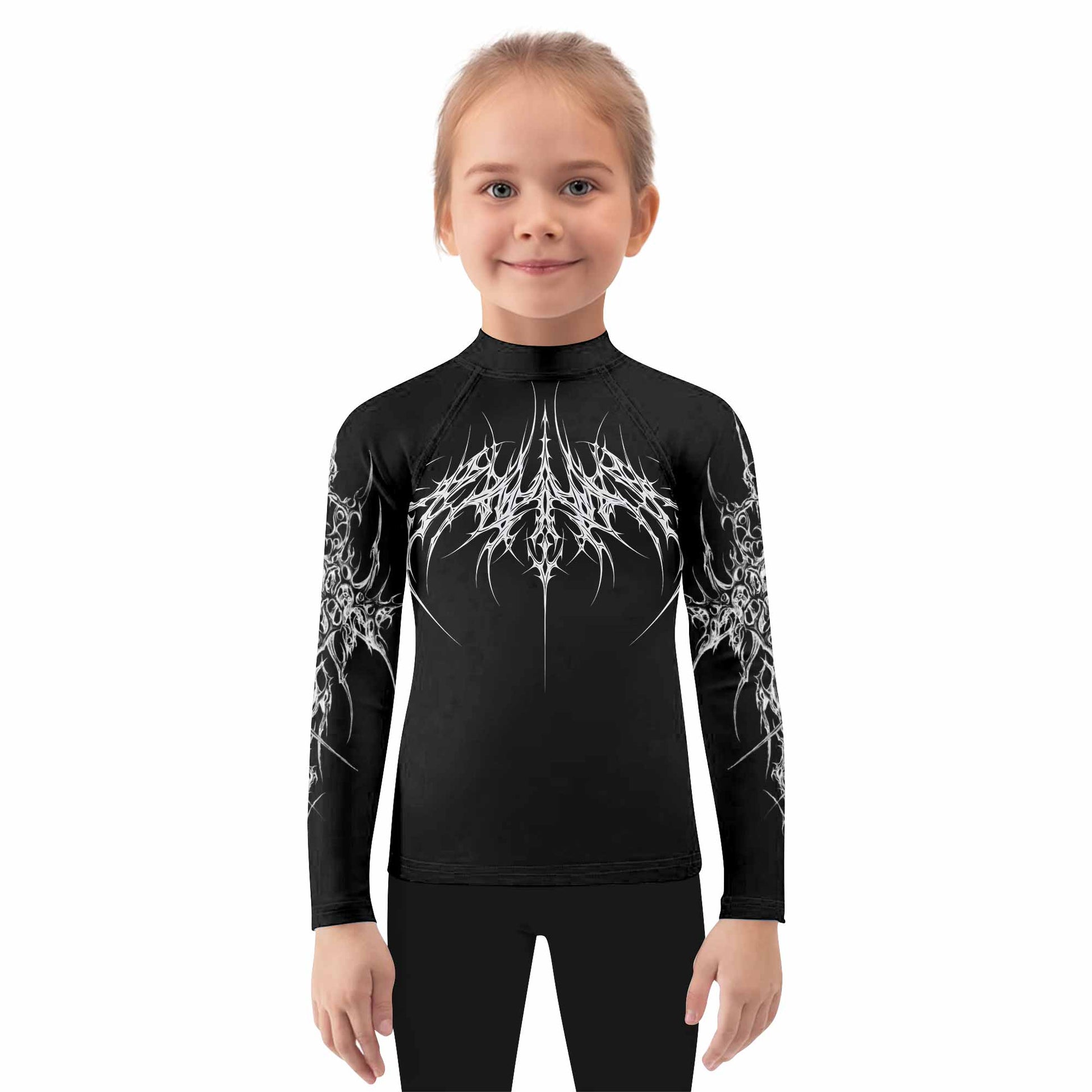 Void Sigil Kids Rash Guard Long Sleeve - girl's lifestyle view