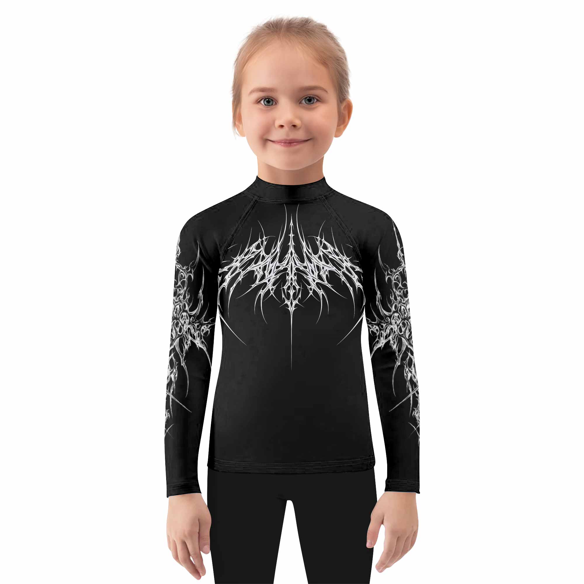 Void Sigil Kids Rash Guard Long Sleeve - girl's lifestyle view