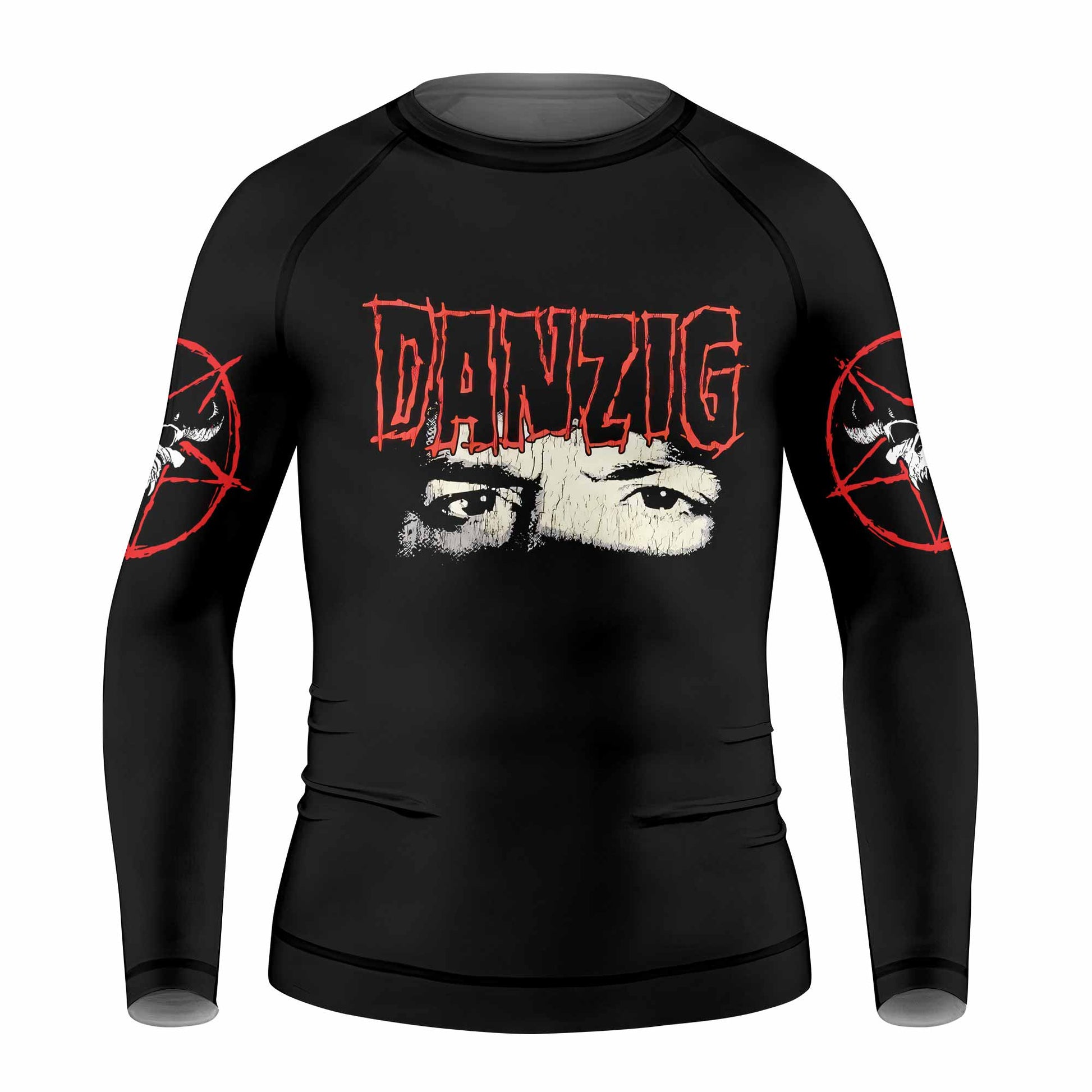 Danzig Deth Red Sabaoth Kids Rash Guard Long Sleeve - front view mockup
