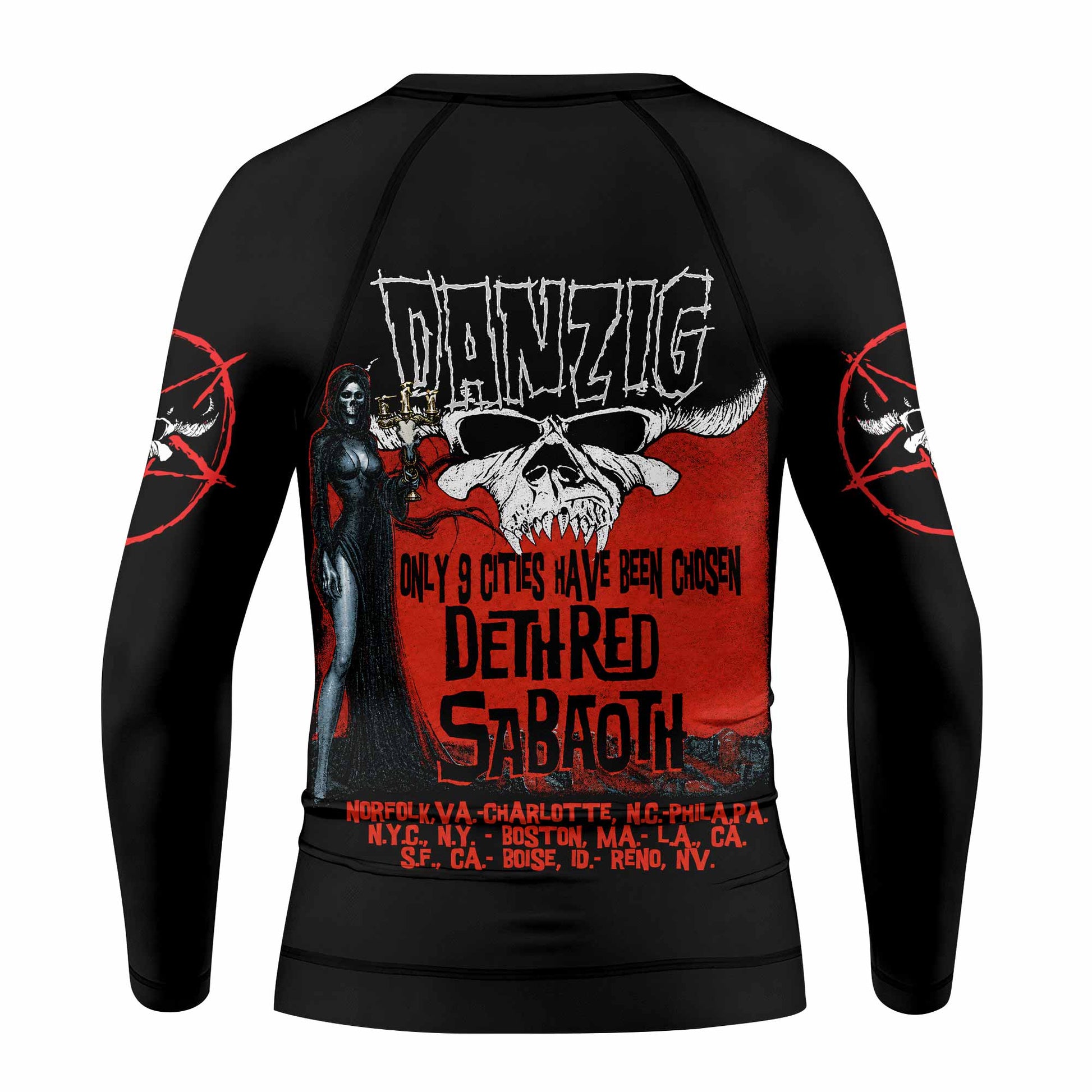 Danzig Deth Red Sabaoth Kids Rash Guard Long Sleeve - back view mockup
