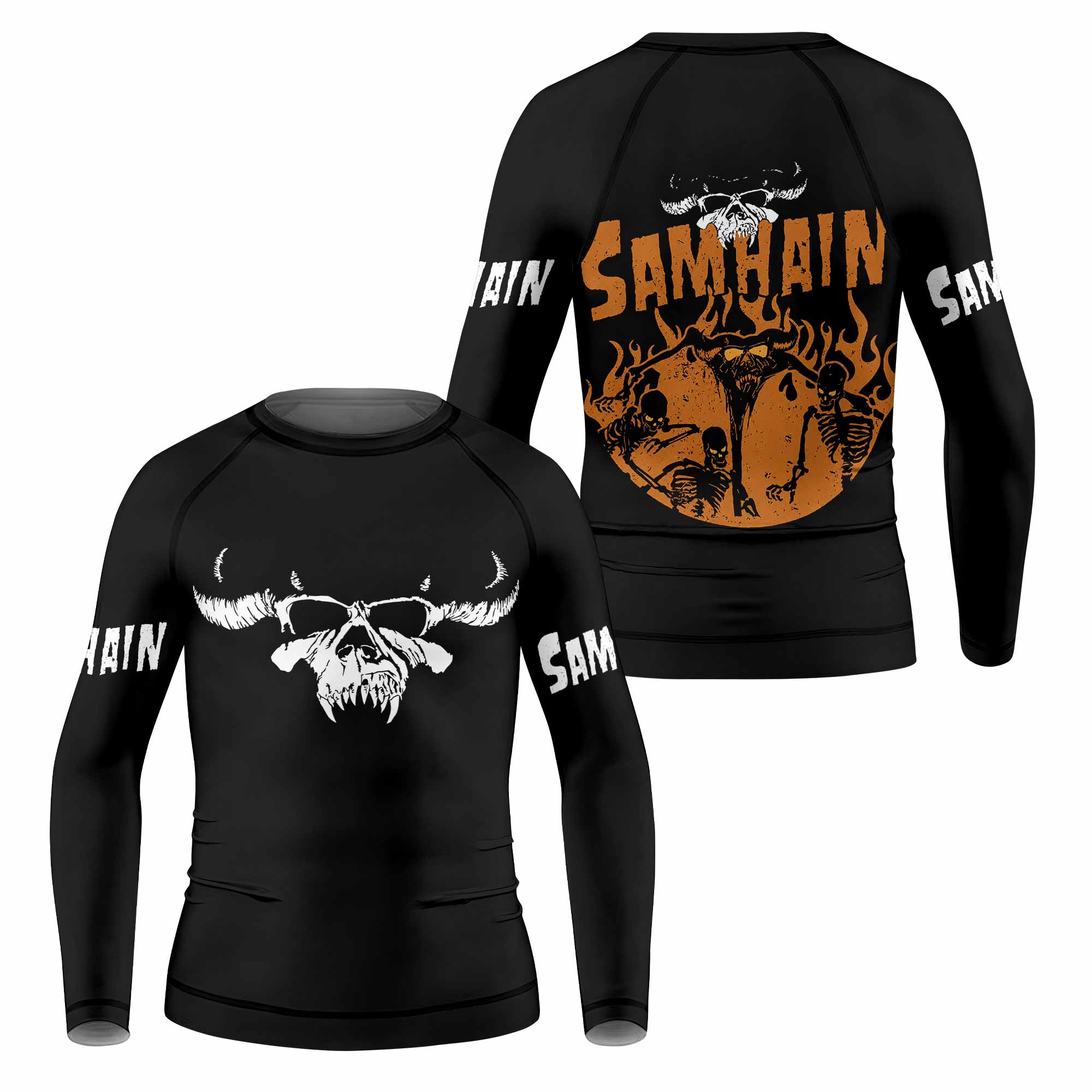 Samhain Horror Punk Kids Rash Guard Long Sleeve - front and back view