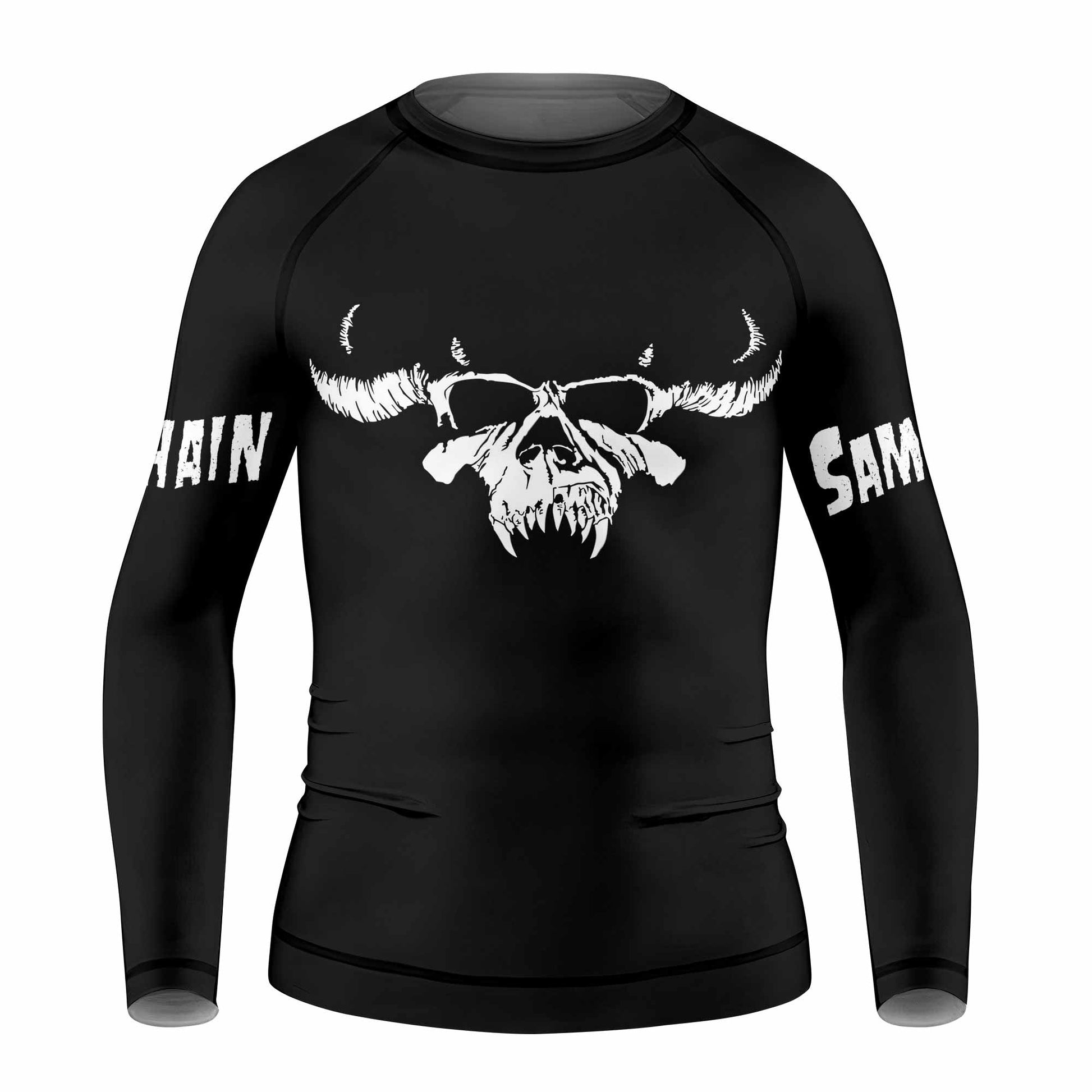 Samhain Horror Punk Kids Rash Guard Long Sleeve - front view mockup