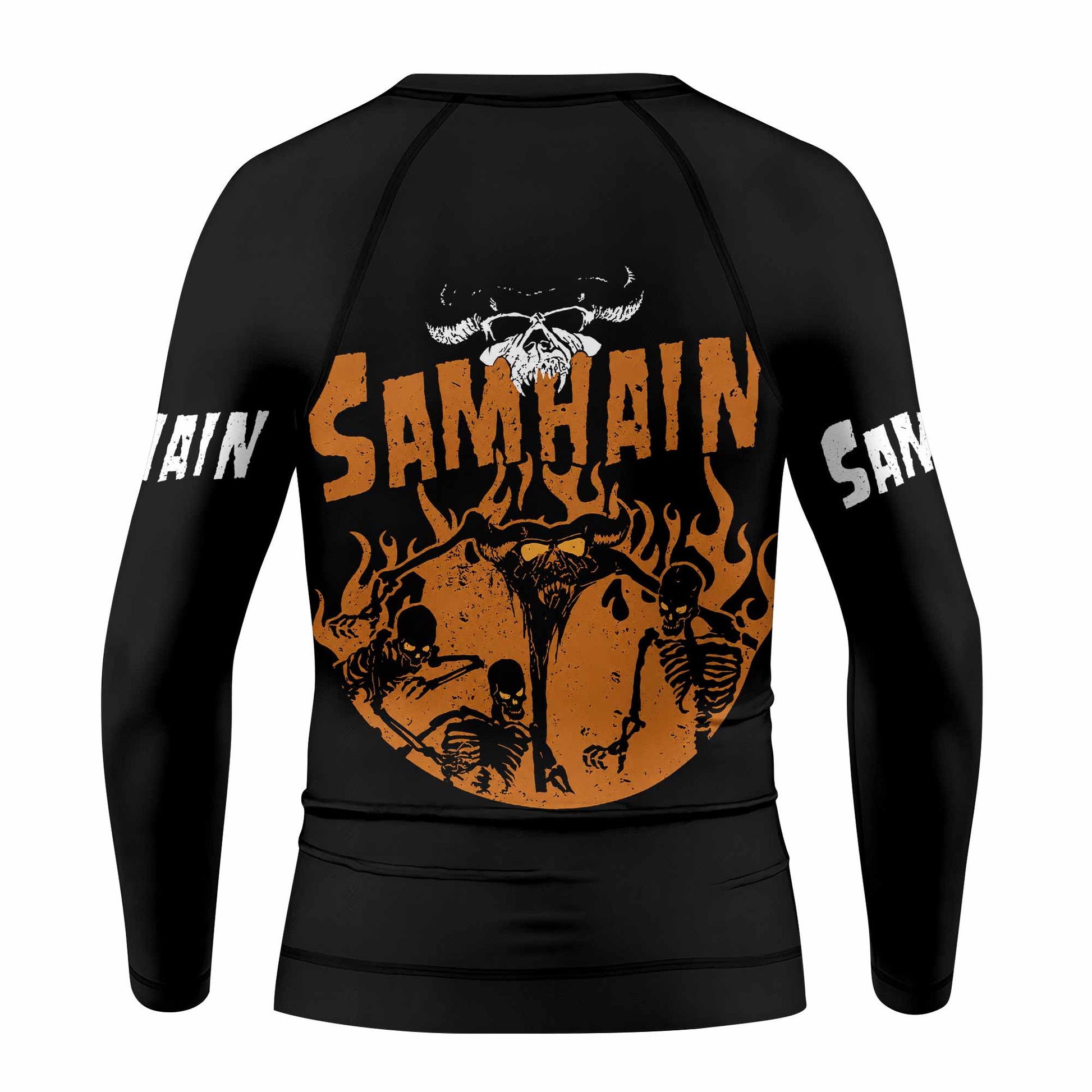 Samhain Horror Punk Kids Rash Guard Long Sleeve - back view mockup