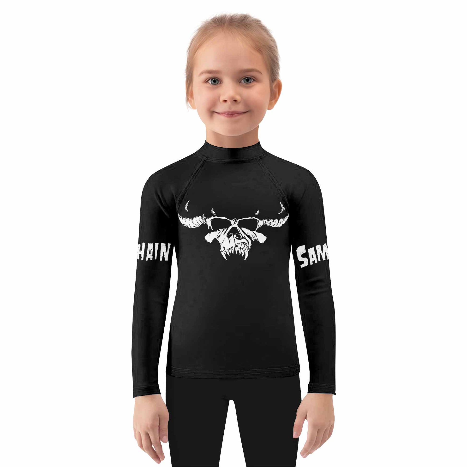 Samhain Horror Punk Kids Rash Guard Long Sleeve - girl's lifestyle view