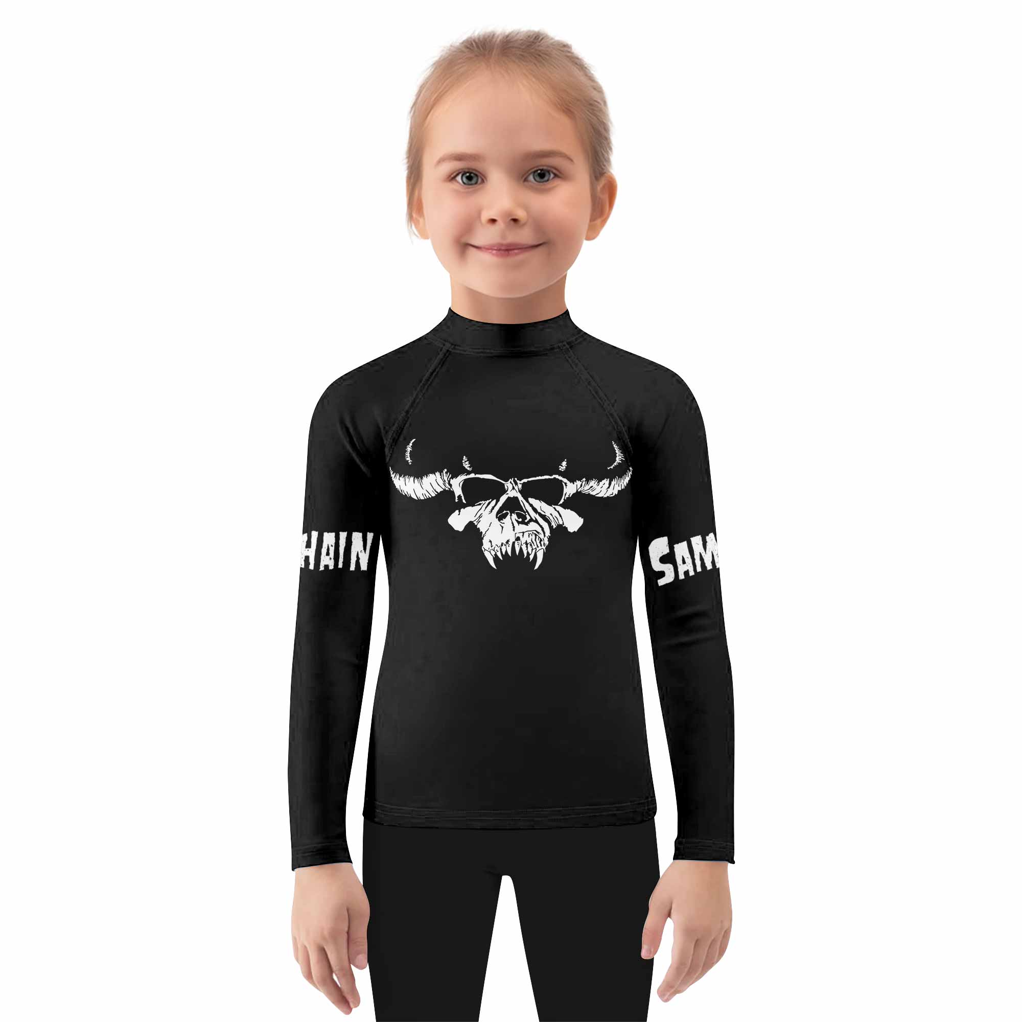 Samhain Horror Punk Kids Rash Guard Long Sleeve - girl's lifestyle view