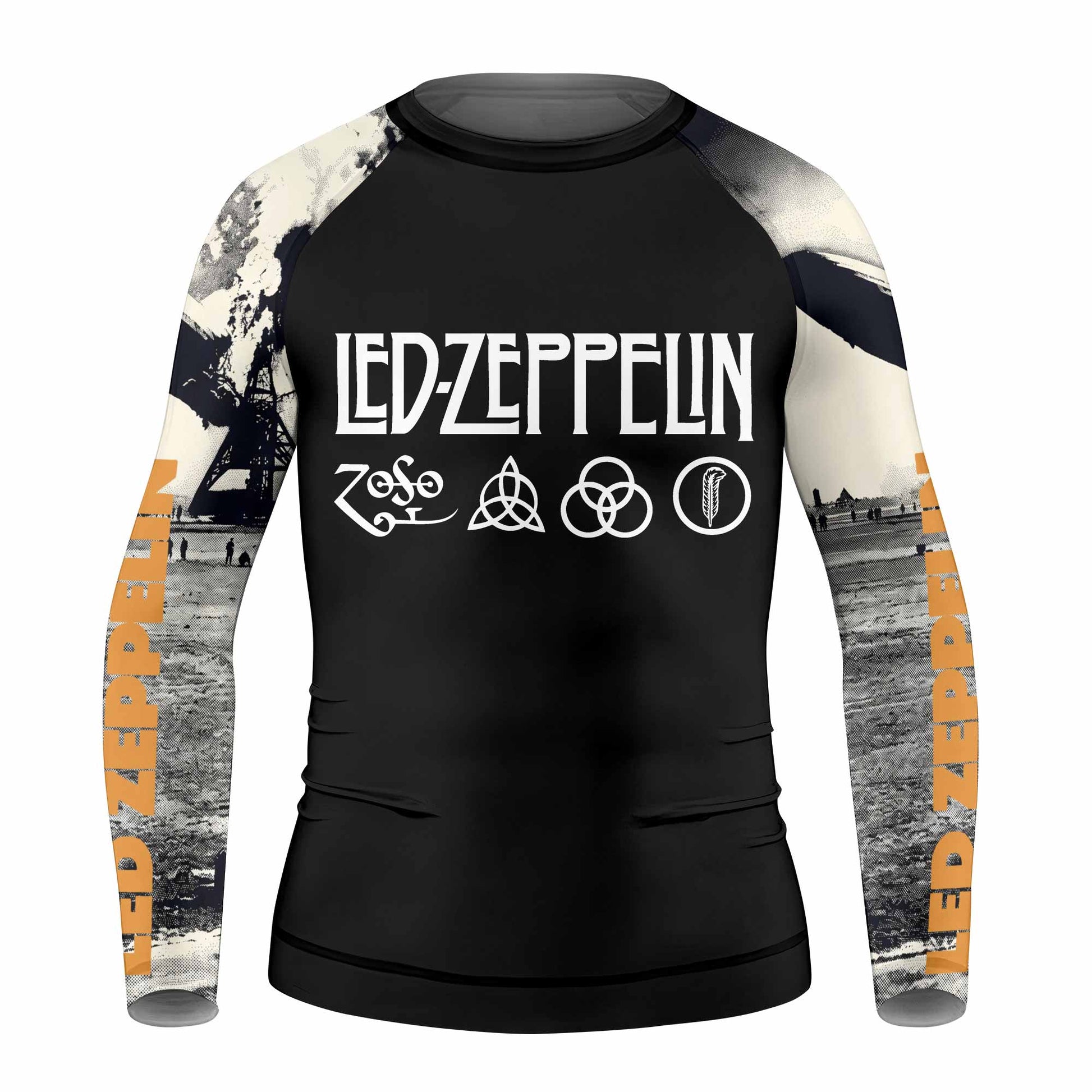 Led Zeppelin Kids Rash Guard Long Sleeve - front view mockup