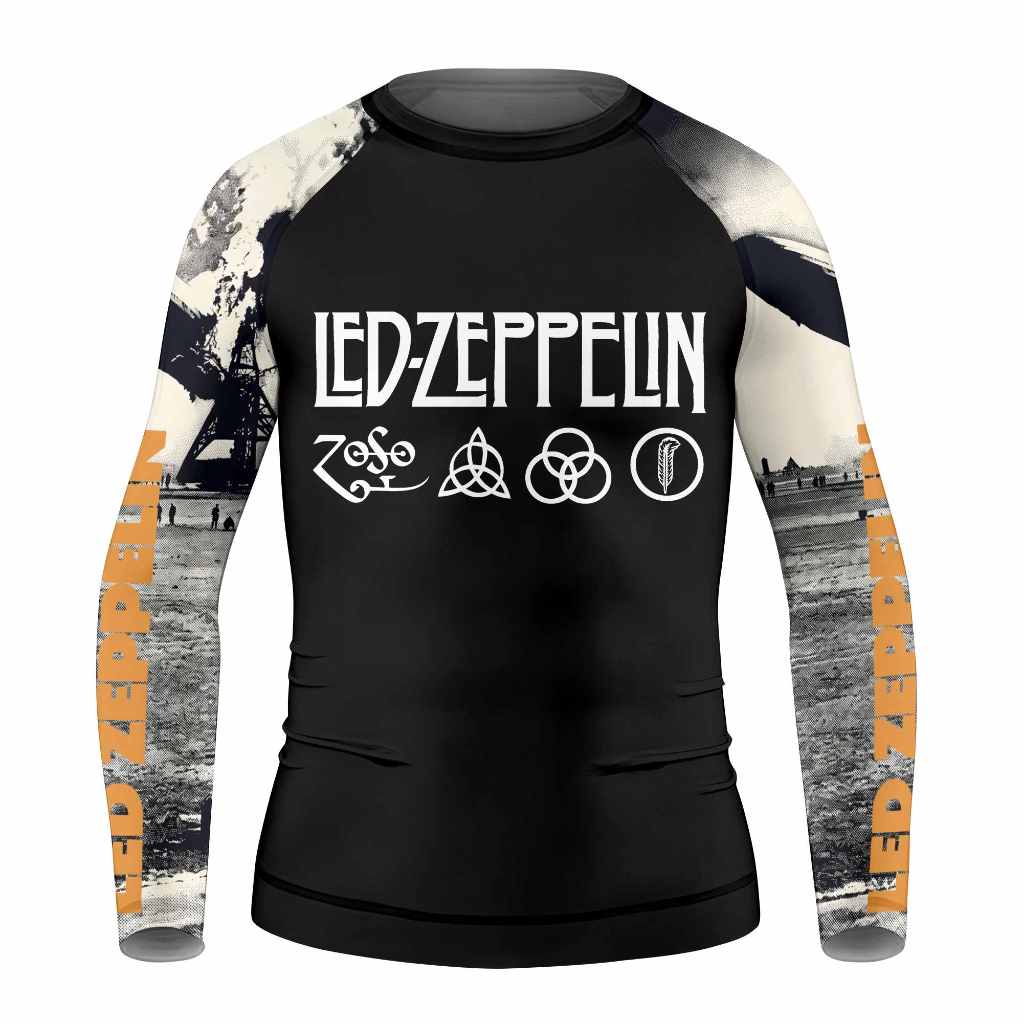 Led Zeppelin Kids Rash Guard Long Sleeve - front view mockup