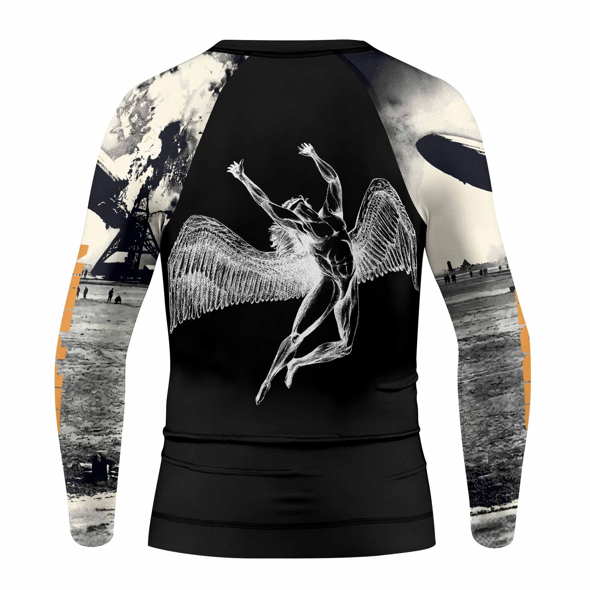 Led Zeppelin Kids Rash Guard Long Sleeve - back view mockup