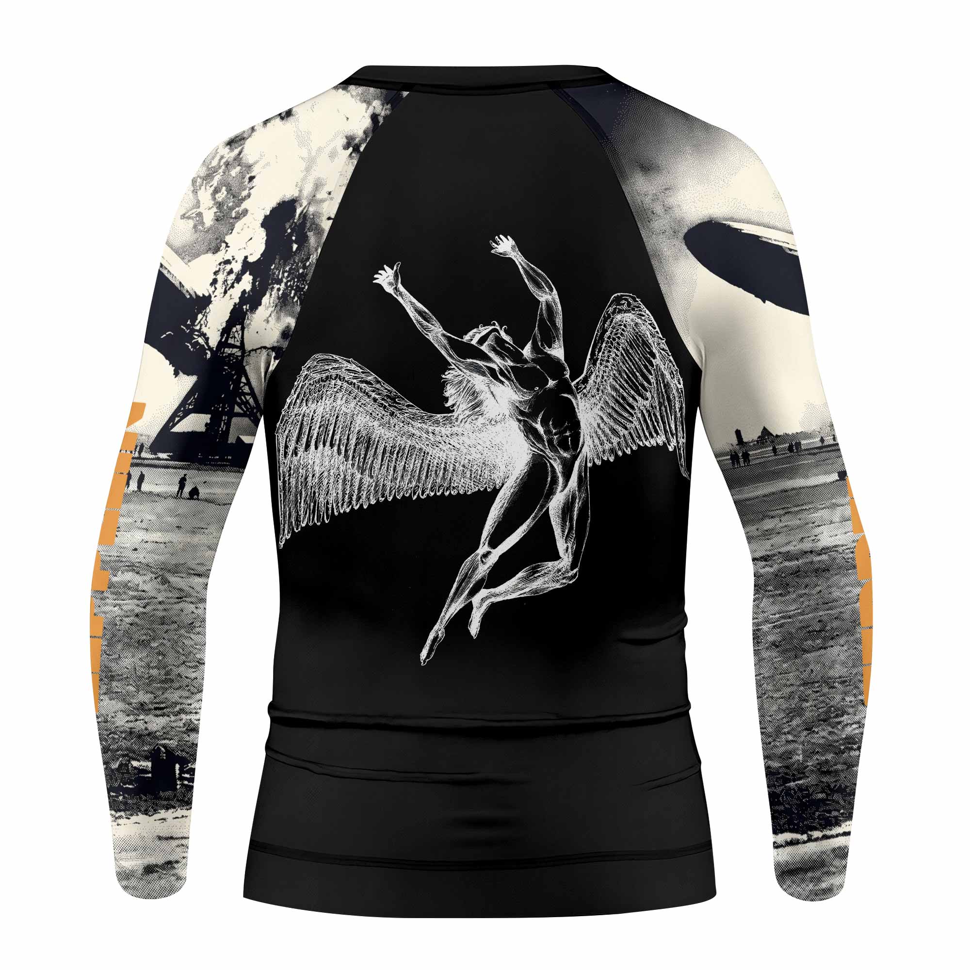 Led Zeppelin Kids Rash Guard Long Sleeve - back view mockup
