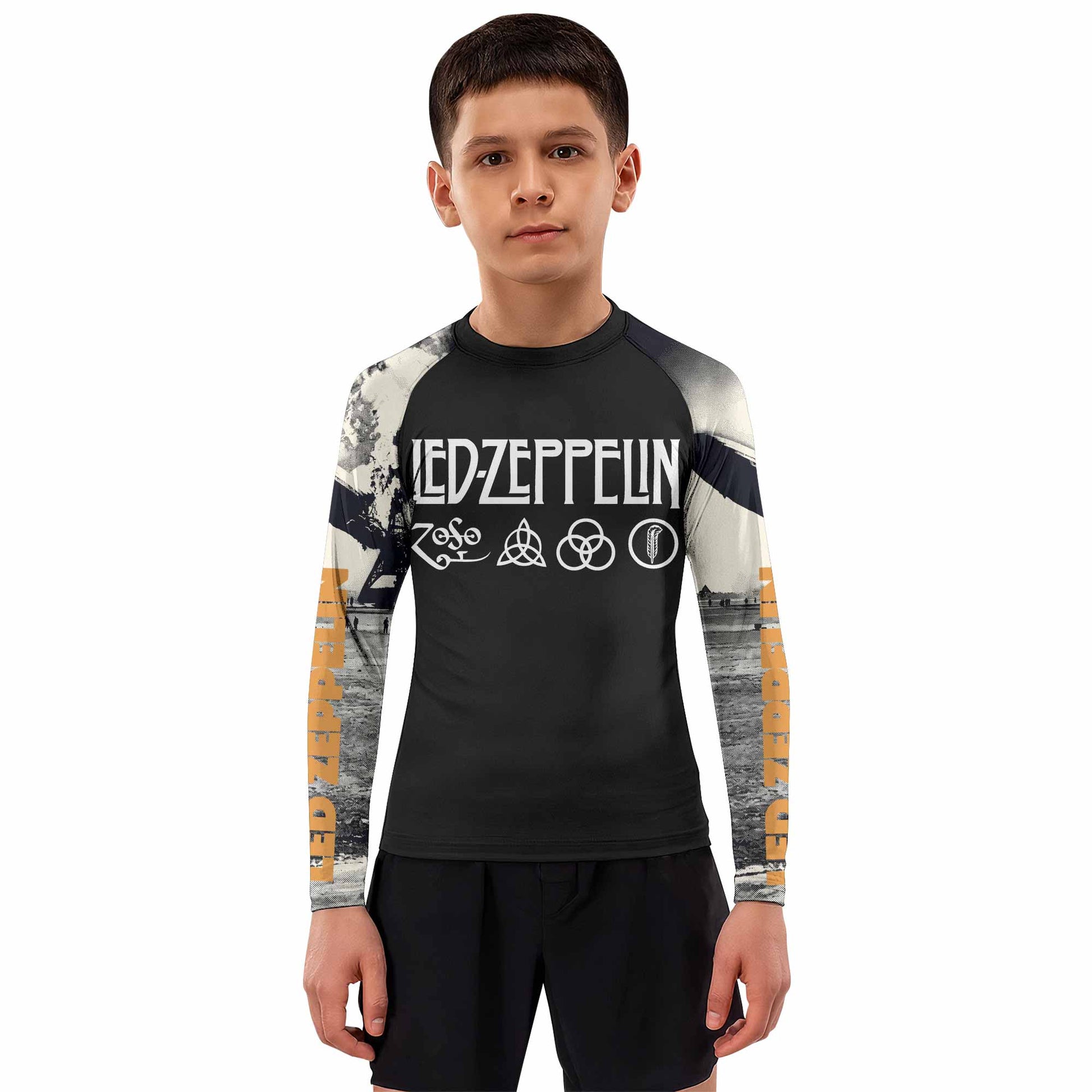 Led Zeppelin Kids Rash Guard Long Sleeve - boy's lifestyle view