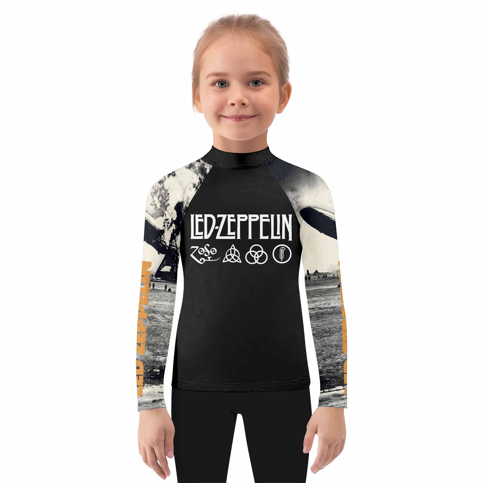 Led Zeppelin Kids Rash Guard Long Sleeve - girl's lifestyle view