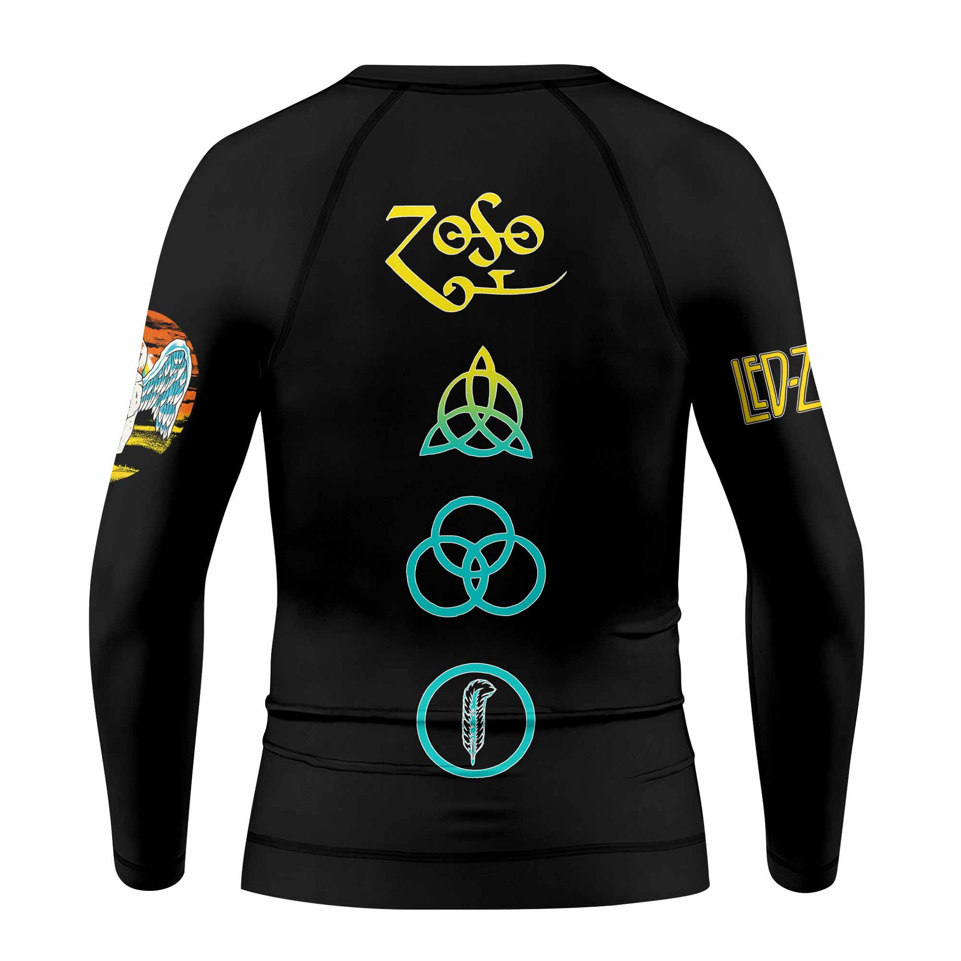 Led Zeppelin North American Tour 1975 Kids Rash Guard Long Sleeve - back view mockup