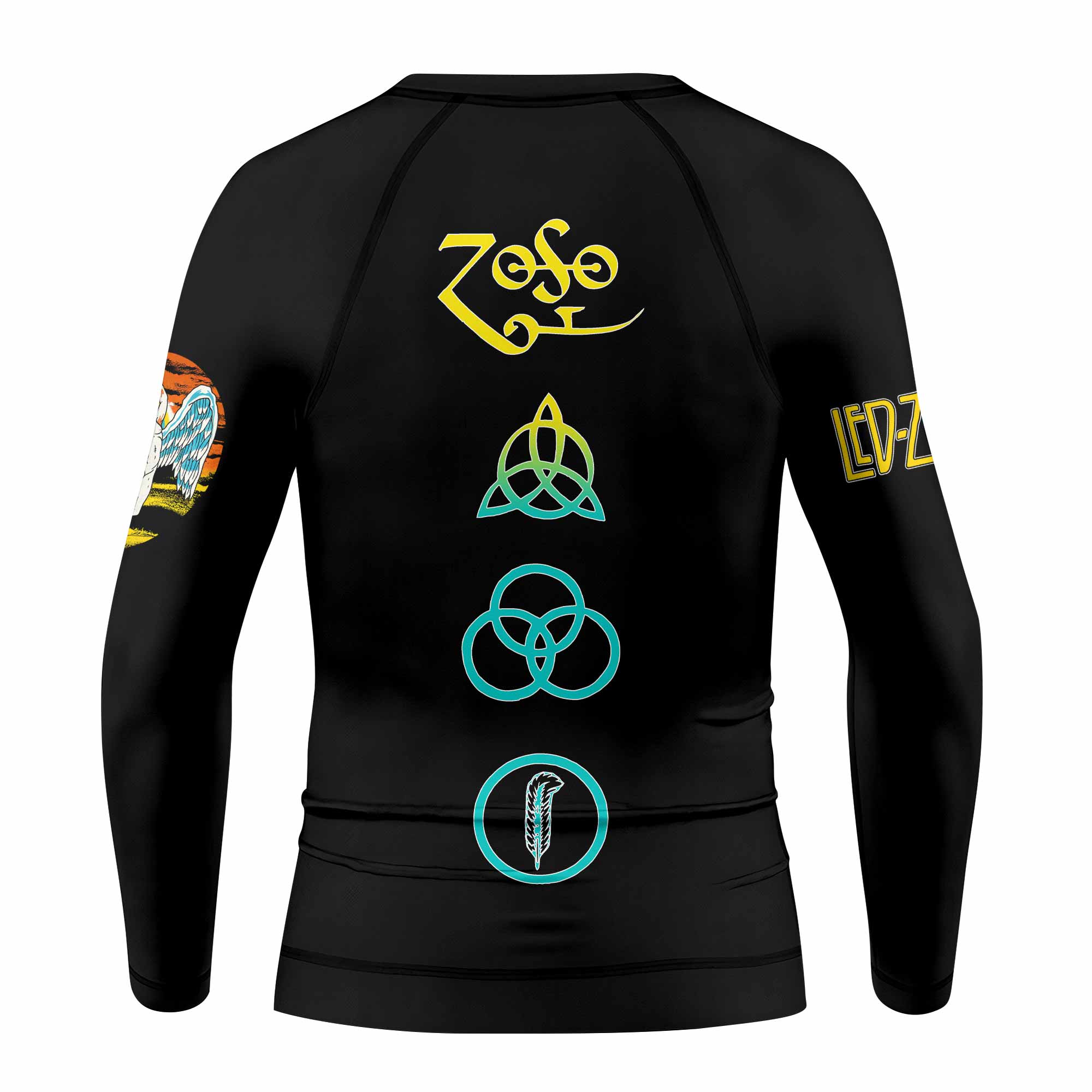 Led Zeppelin North American Tour 1975 Kids Rash Guard Long Sleeve - back view mockup