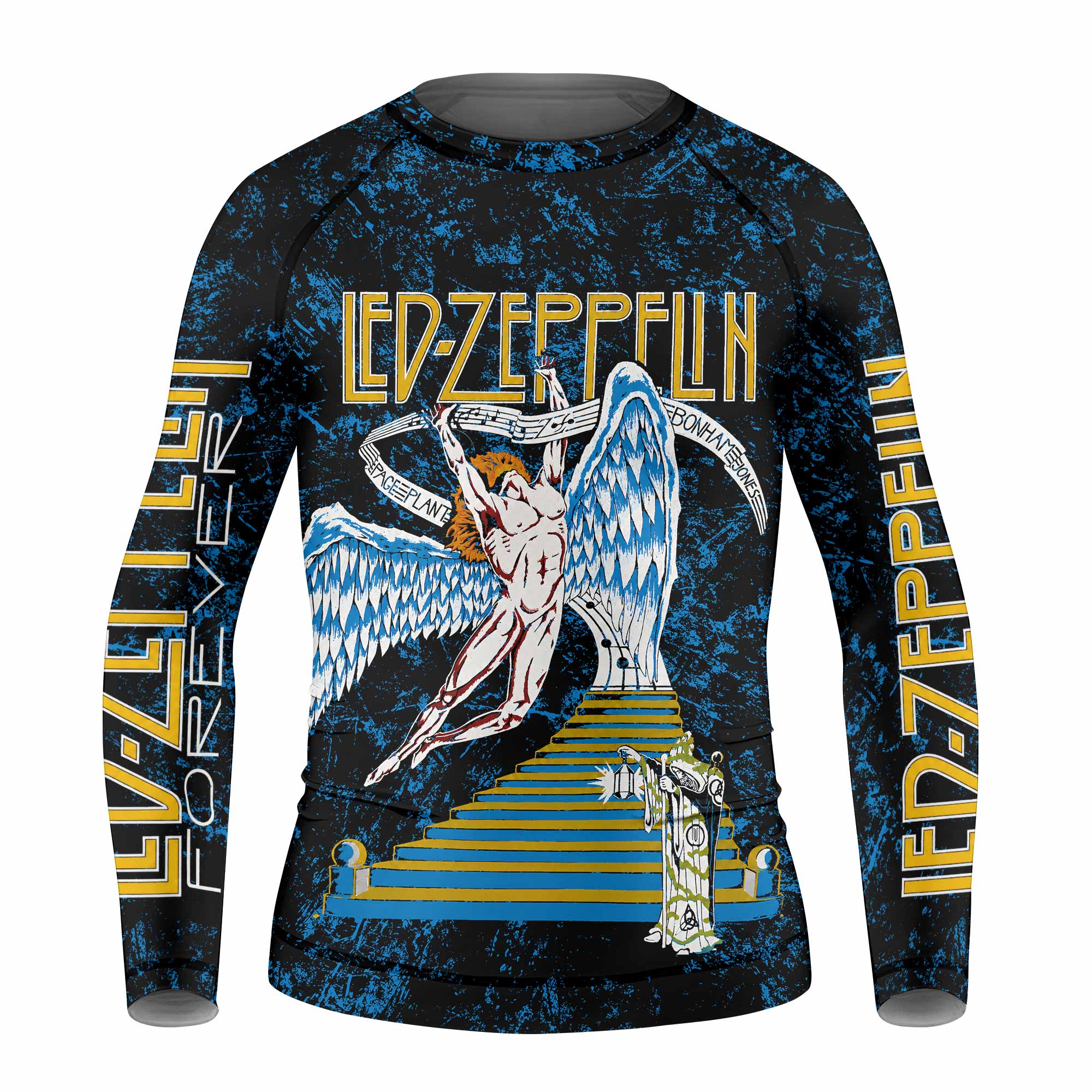 Led Zeppelin Swan Song Kids Rash Guard Long Sleeve - front view mockup