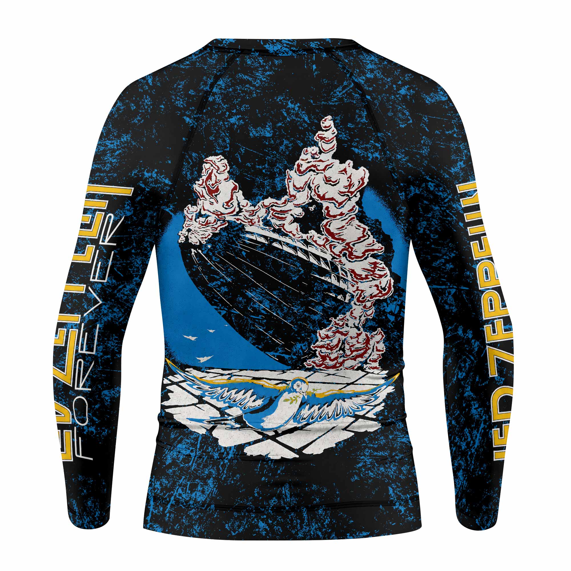 Led Zeppelin Swan Song Kids Rash Guard Long Sleeve - back view mockup