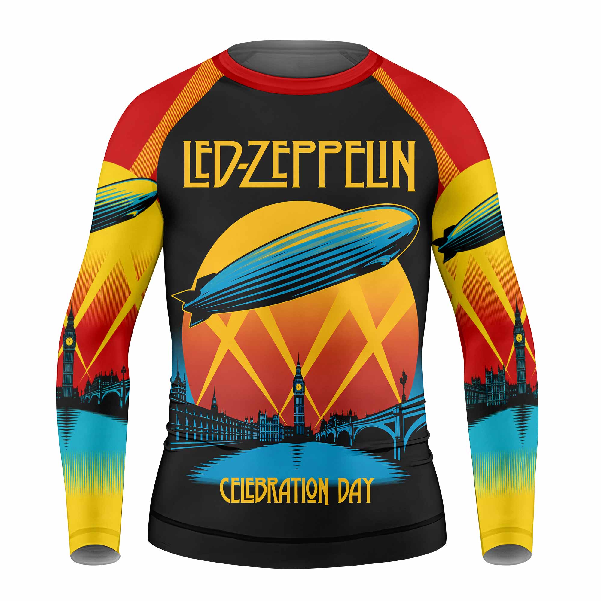 Led Zeppelin Celebration Day Kids Rash Guard Long Sleeve - front view mockup