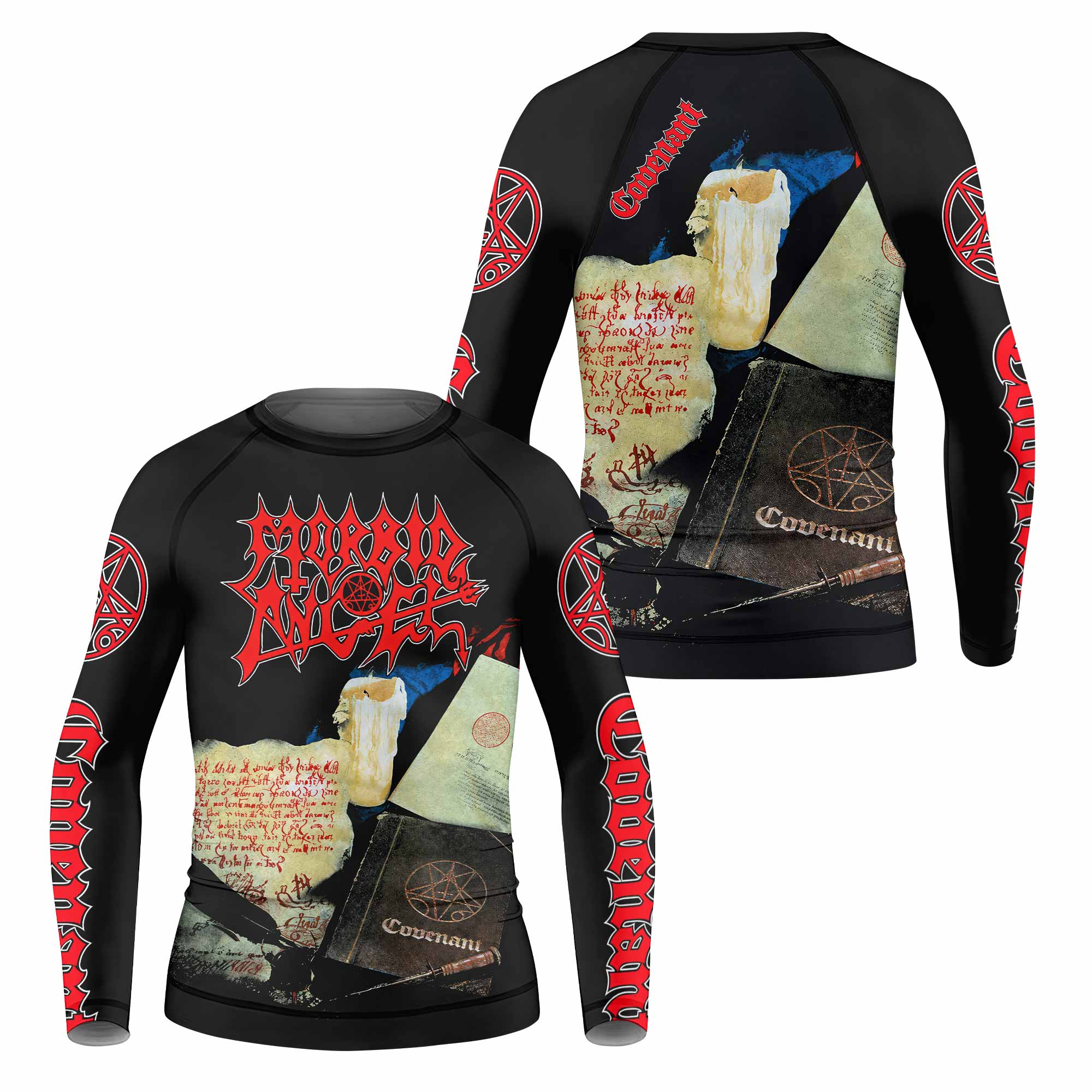 Morbid Angel Covenant Kids Rash Guard Long Sleeve - front and back view