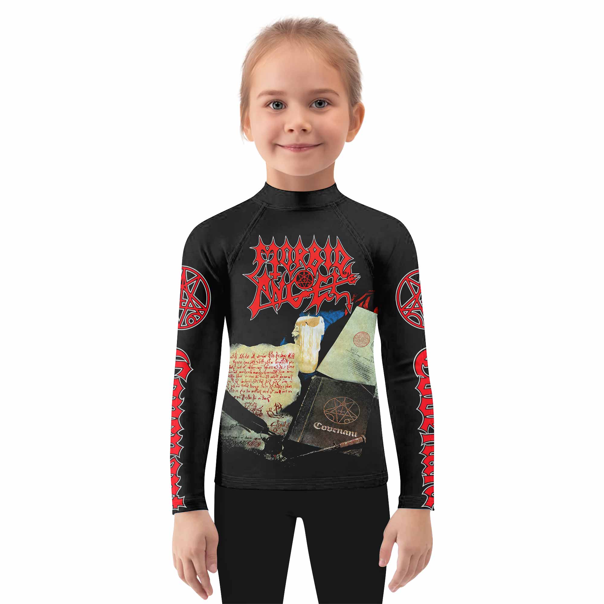 Morbid Angel Covenant Kids Rash Guard Long Sleeve - girl's lifestyle view
