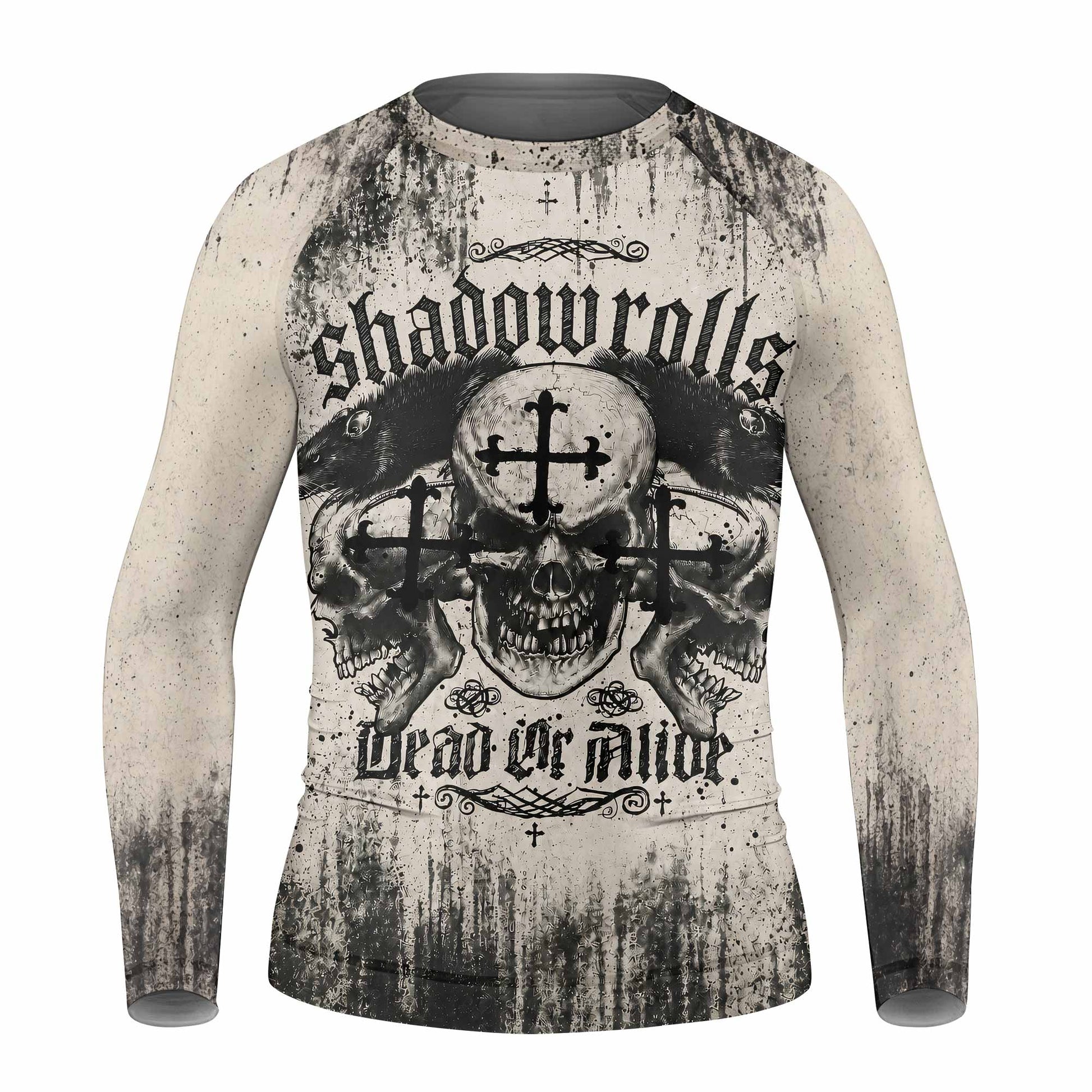 Shadowrolls Dead Or Alive Kids Rash Guard Long Sleeve - front view mockup