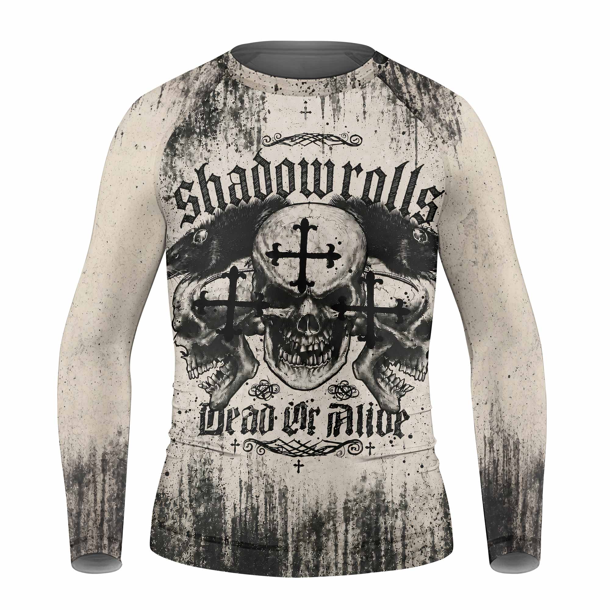 Shadowrolls Dead Or Alive Kids Rash Guard Long Sleeve - front view mockup