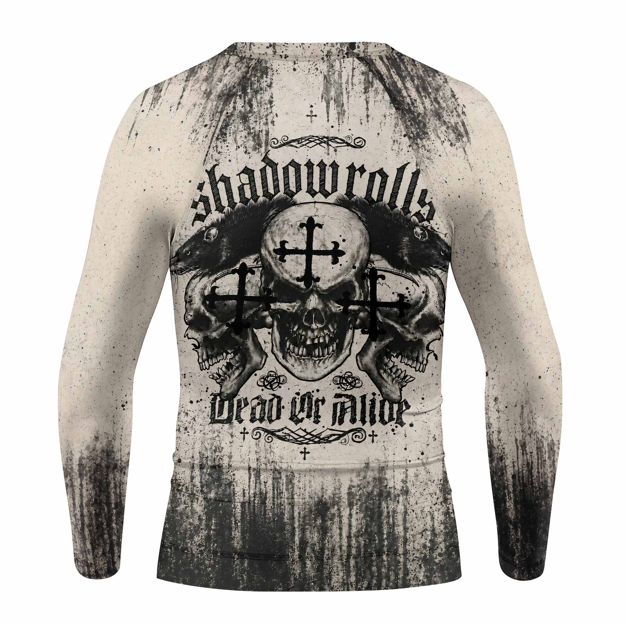 Shadowrolls Dead Or Alive Kids Rash Guard Long Sleeve - back view mockup