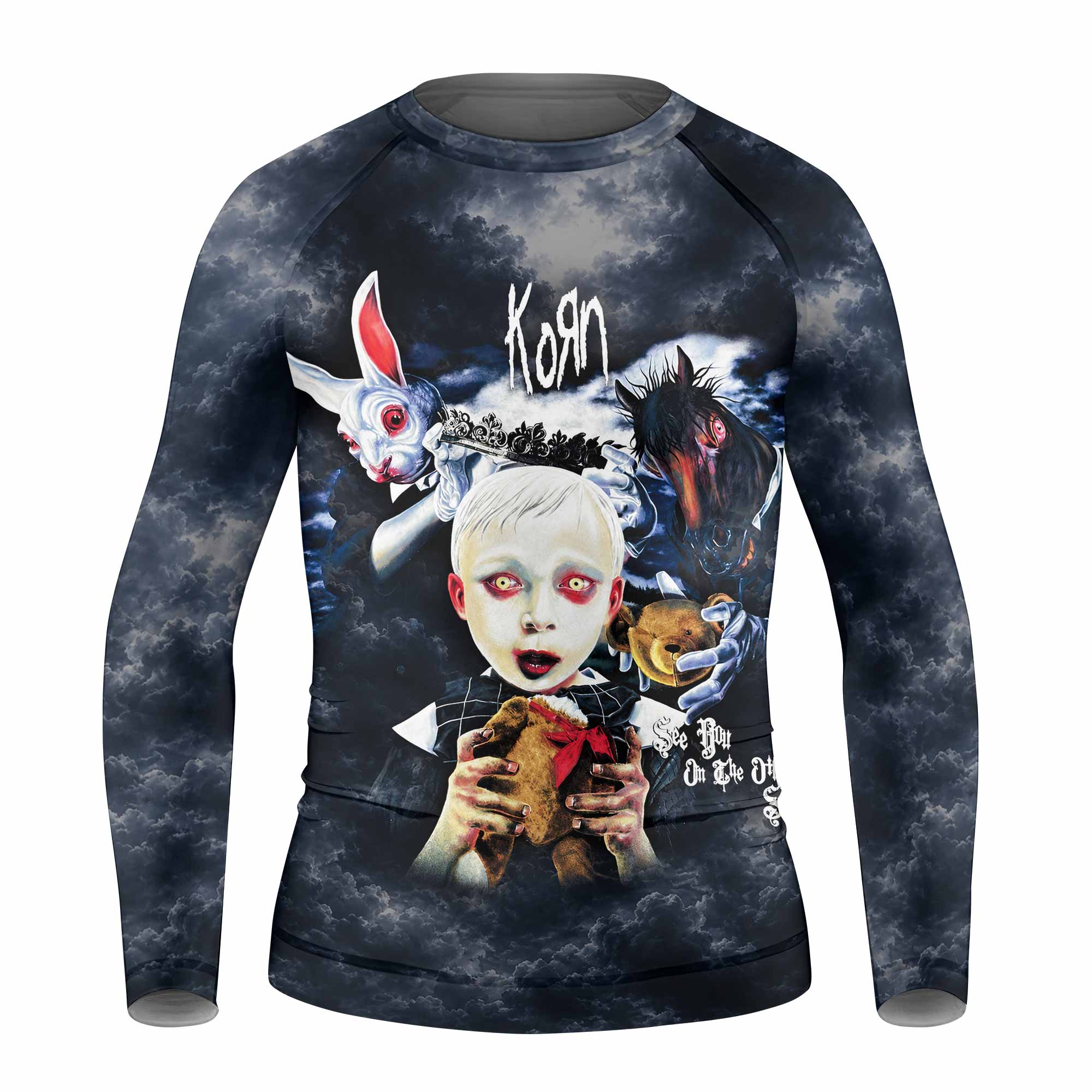 Korn See You On The Other Side Kids Rash Guard Long Sleeve - front view mockup