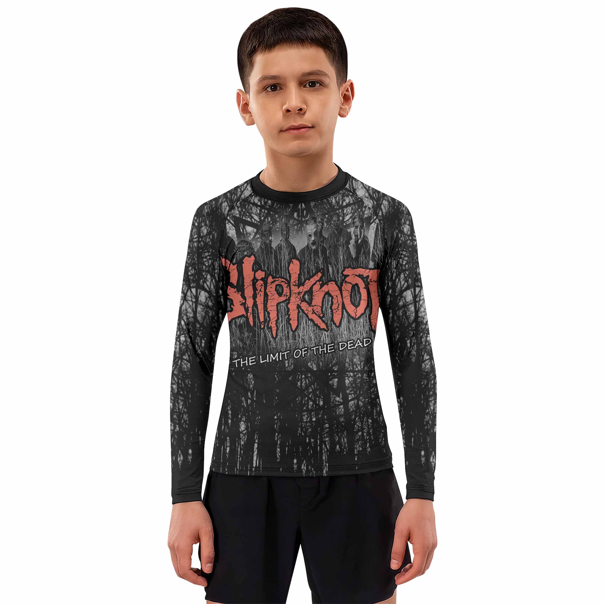 Slipknot The Limits Of The Dead Kids Rash Guard Long Sleeve - boy's lifestyle view