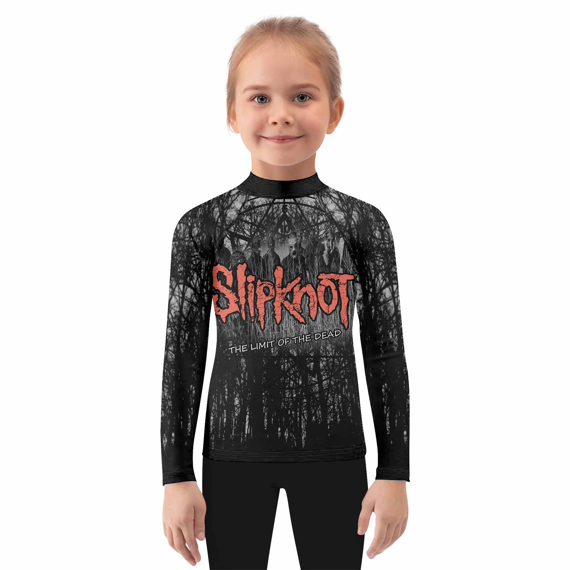 Slipknot The Limits Of The Dead Kids Rash Guard Long Sleeve - girl's lifestyle view