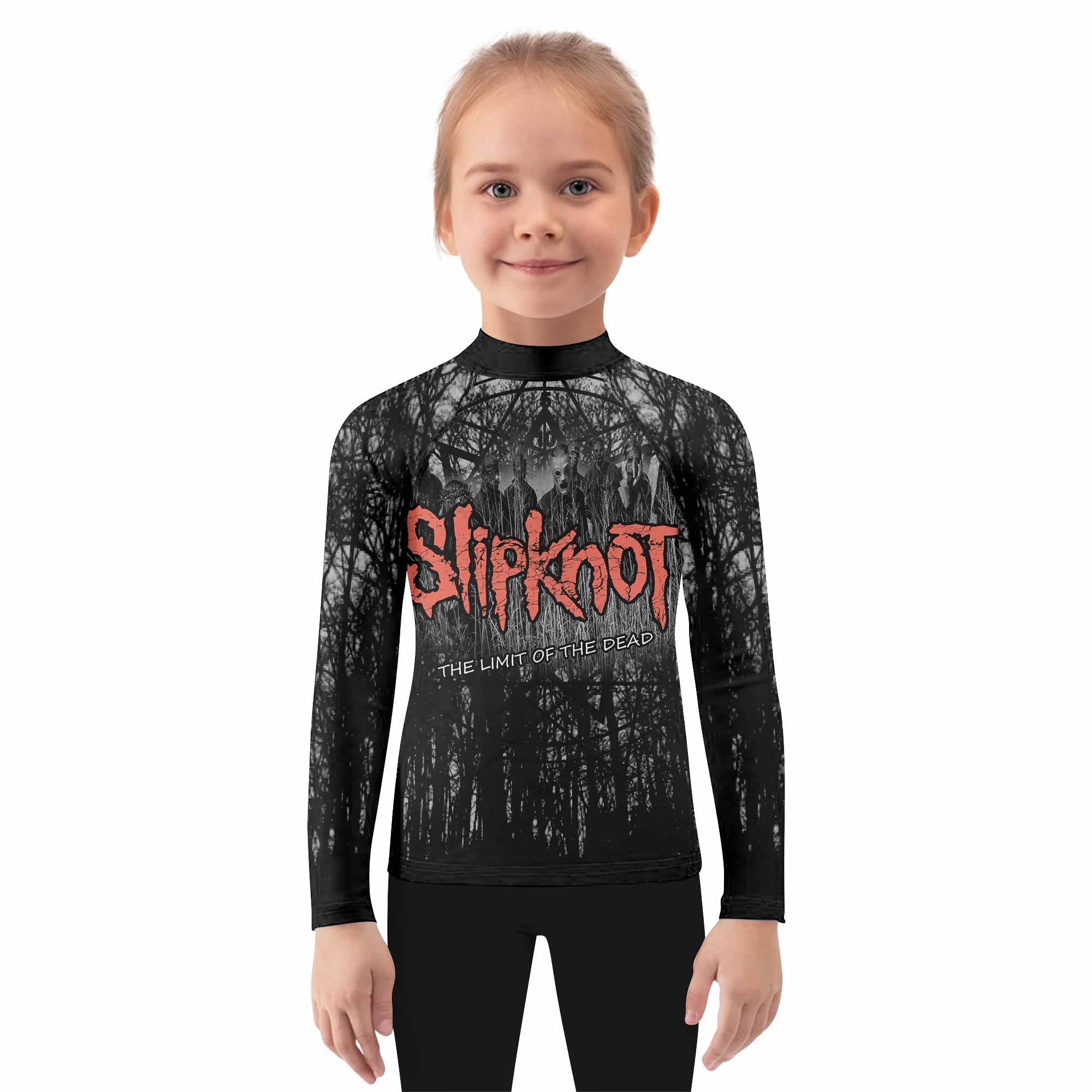 Slipknot The Limits Of The Dead Kids Rash Guard Long Sleeve - girl's lifestyle view